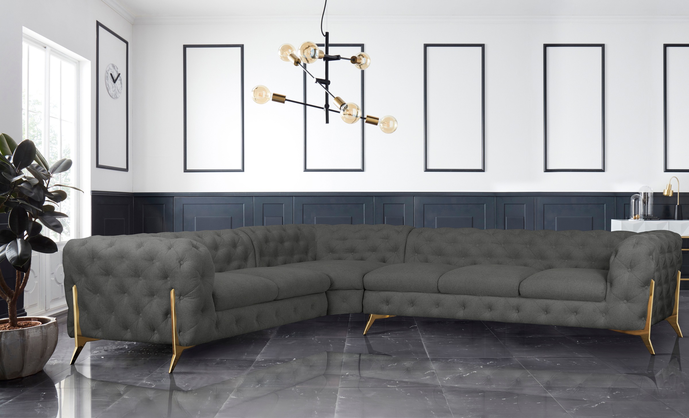 Home affaire Chesterfield-Sofa "Amaury L-Form" großes Ecksofa, Chesterfield günstig online kaufen