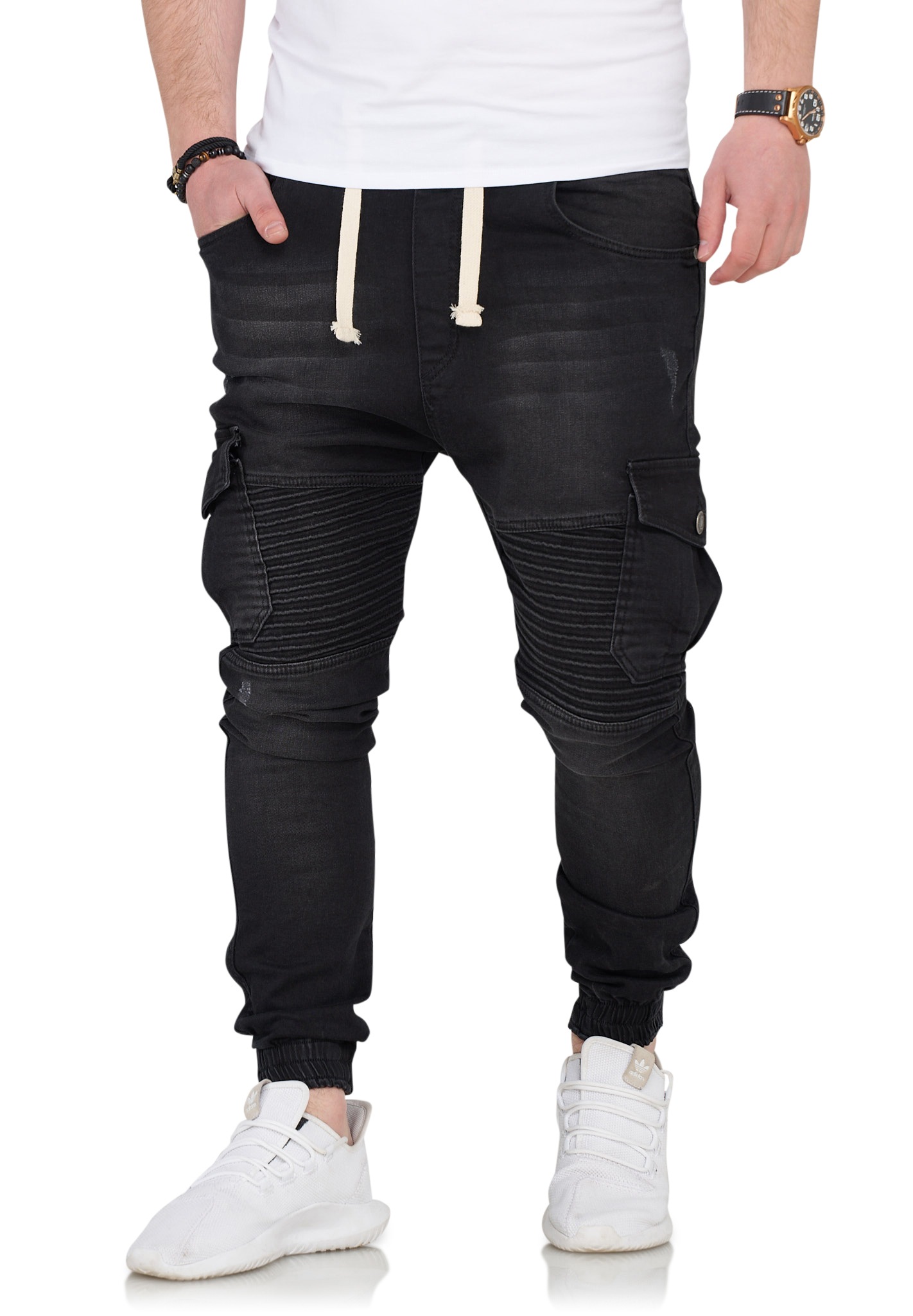 behype Slim-fit-Jeans »KIANS«, mit Biker-Steppung