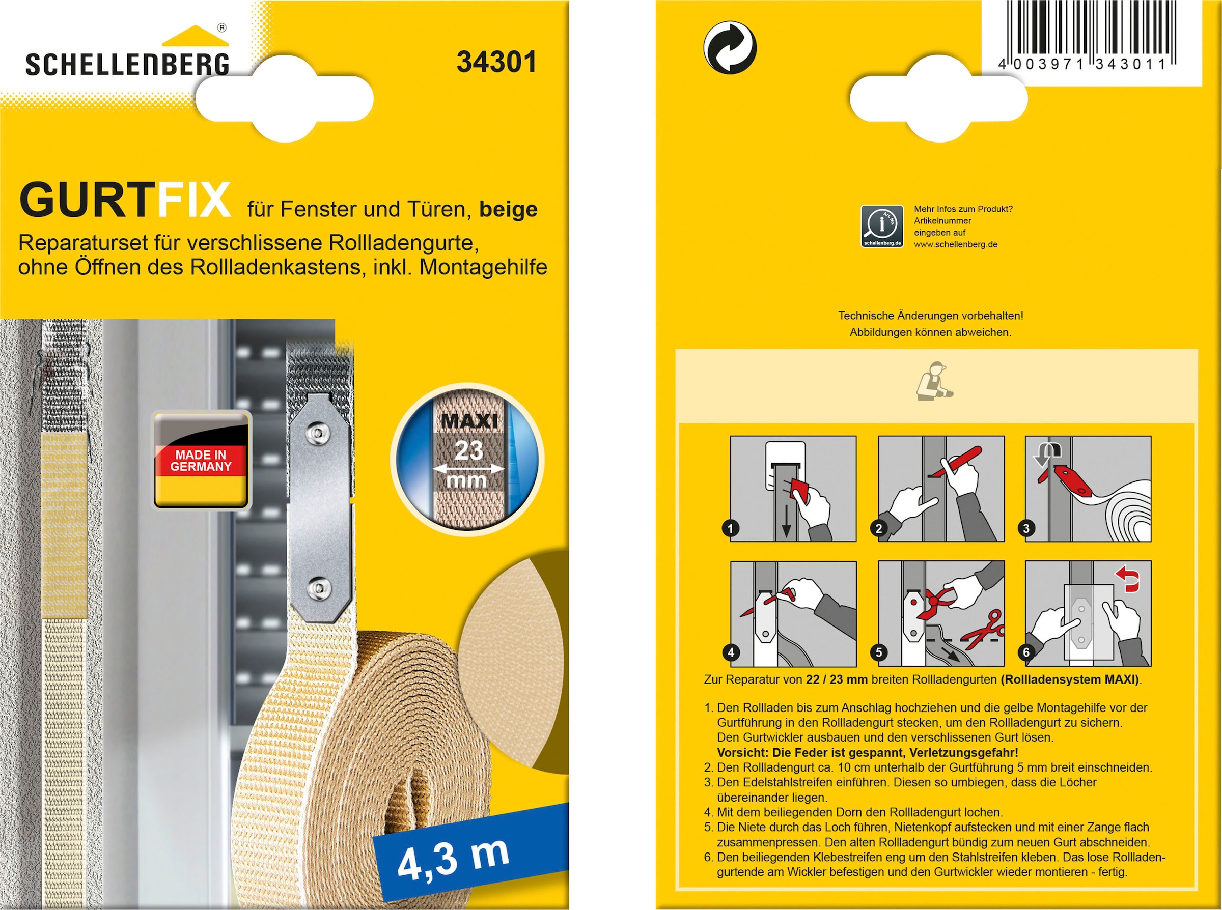 SCHELLENBERG Reparatur-Set »GURTFIX Maxi«, (1 | 23 für alte mm, beige BAUR Gurtbänder, St.), oder verschlissene