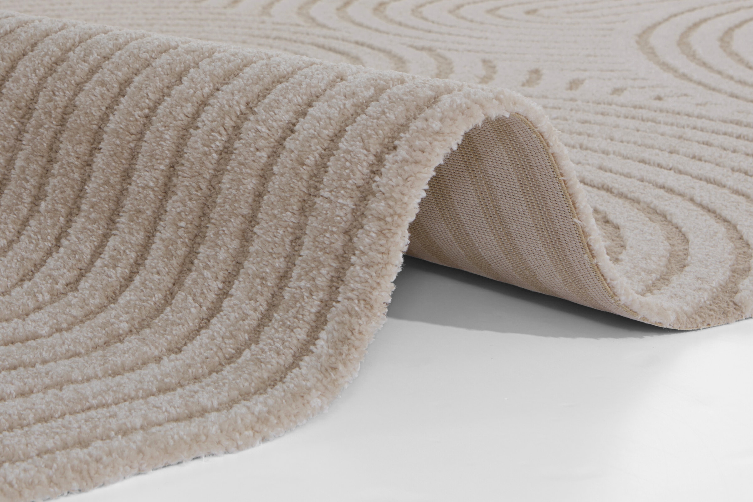 ELLE DECORATION Designteppich »Panglao«, rechteckig, 14 mm Höhe, flauschiger uni Kurzflor, Hoch Tief Struktur, modern, Wohnzimmer