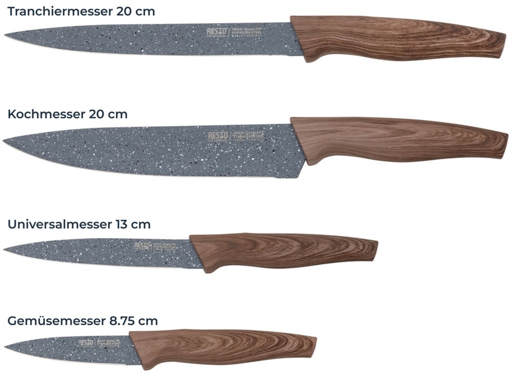 RESTO Kitchenware Messer-Set »Aquila, Edelstahlmesser 4-teilig in Magnet-Geschenkbox«, (Set, 4 tlg.), Kochmesser, Tranchiermesser, Universalmesser, Gemüsemesser