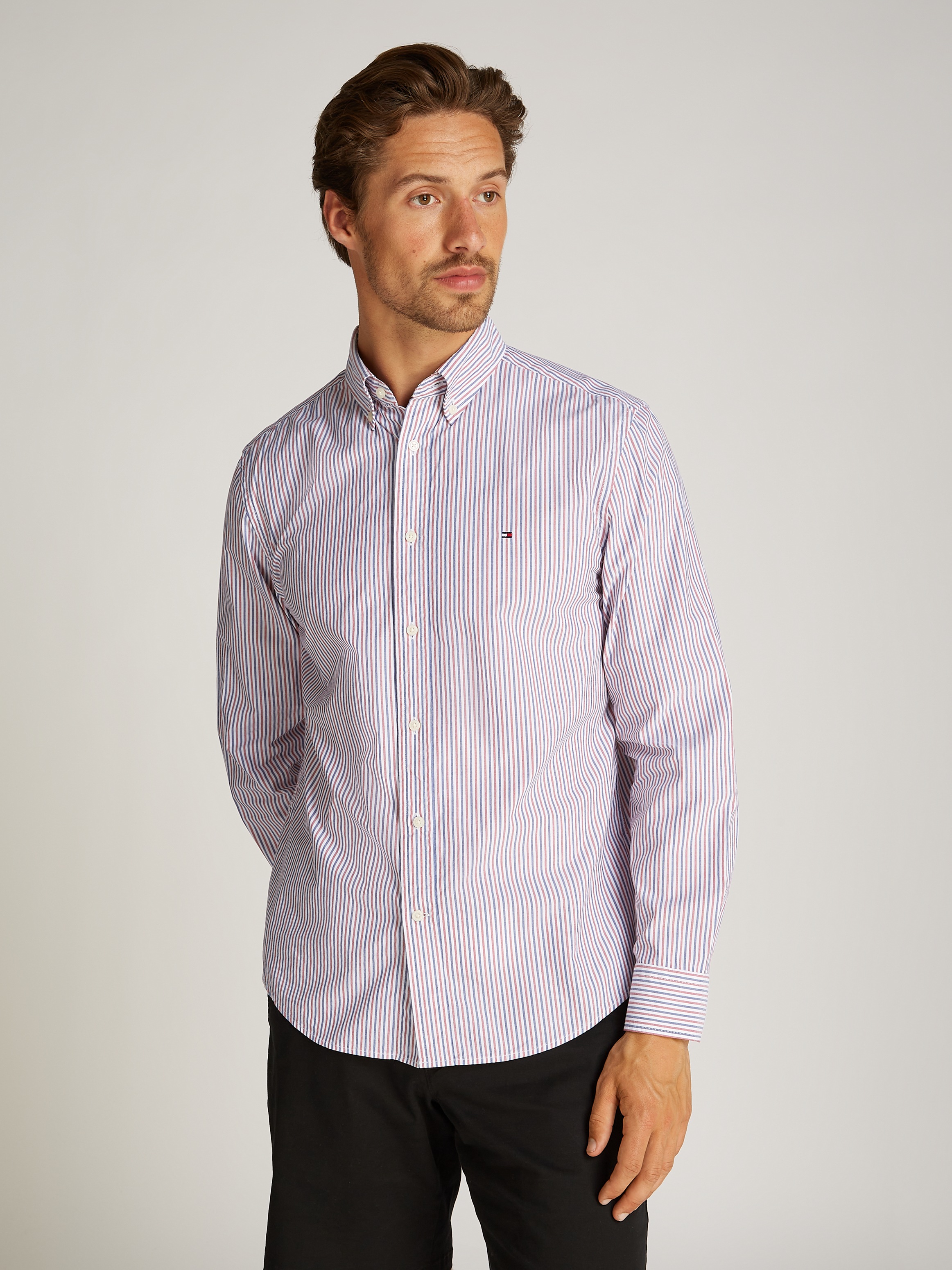 Tommy Hilfiger Langarmhemd "FLEX POPLIN CLASSIC STP Regular Fit SHIRT" mit günstig online kaufen