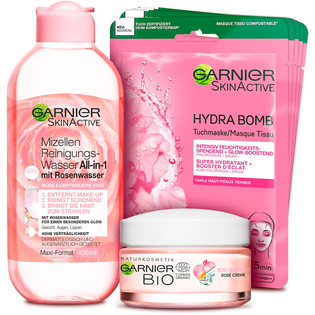 GARNIER Gesichtspflege-Set »Rosé Glow«, (3 tlg.)