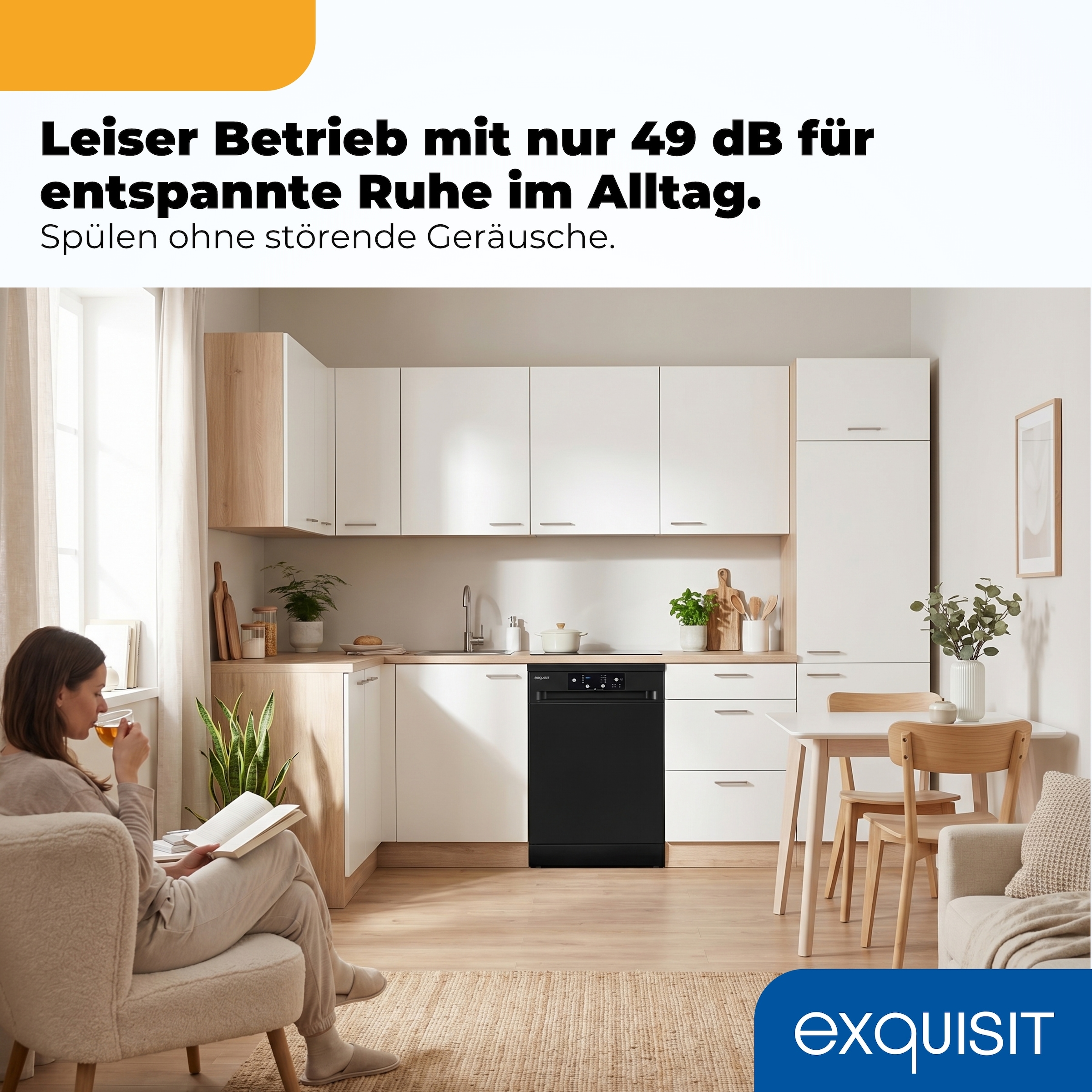 exquisit Standgeschirrspüler 9109 »GSP9109-451D schwarz« 10 l 9 tlg. Maßgedecke 9 Maßgedecke, 4 Programme, LED, Besteckkorb