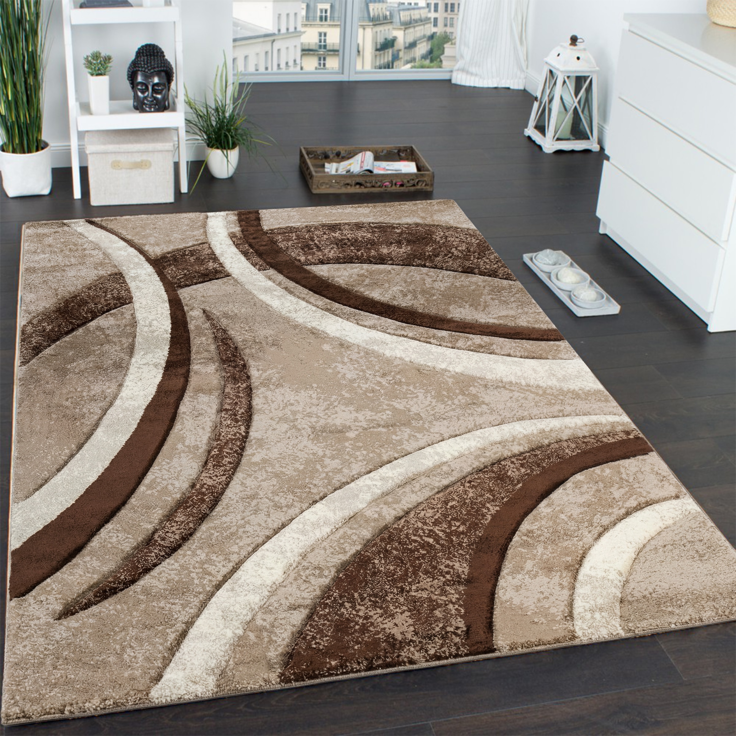 Paco Home Teppich »Brillance 758« rechteckig 14 mm Höhe Kurzflor, modernes geometrisches Design, auch als Läufer