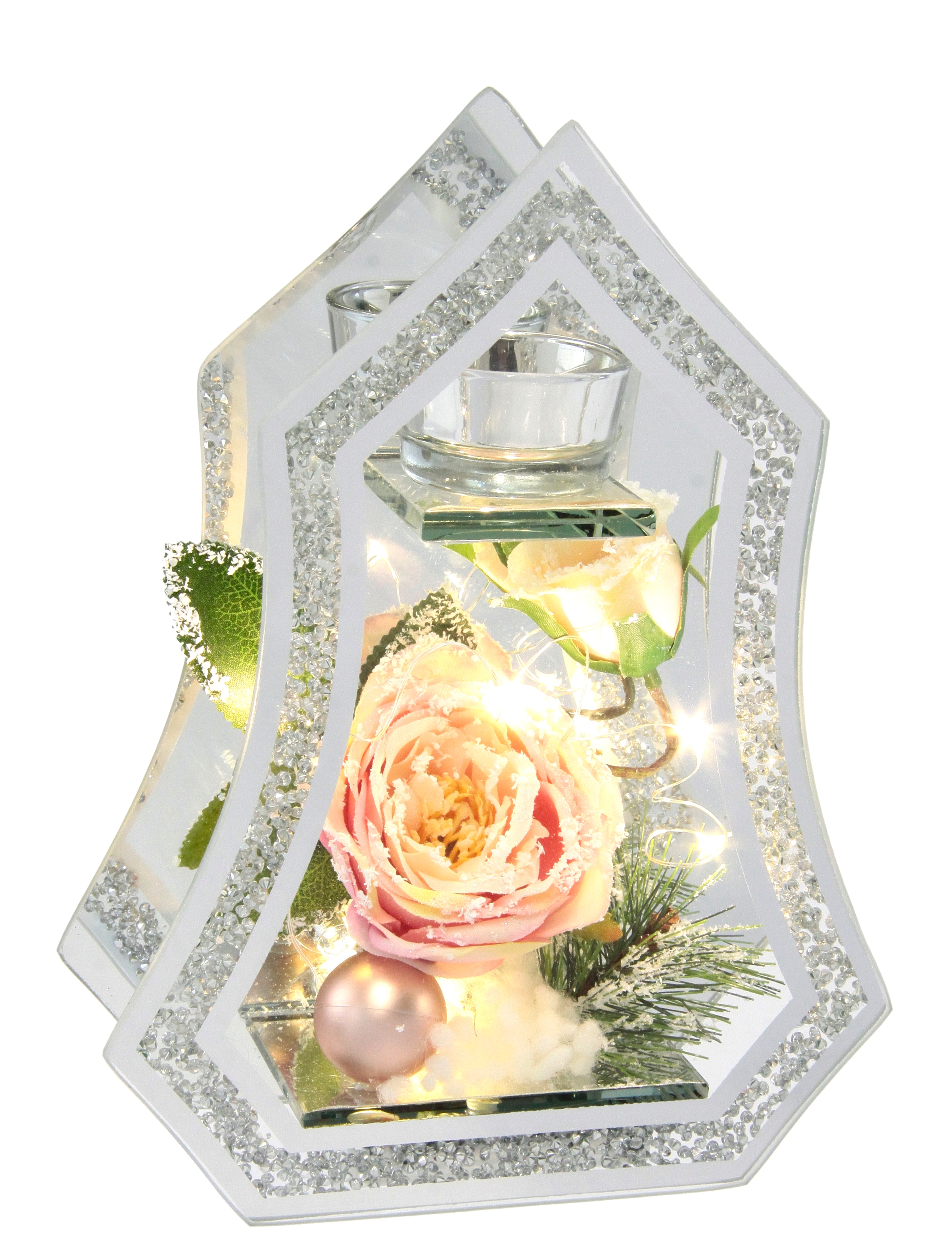 I.GE.A. Teelichthalter "Deko-Objekt mit LED Licht und Teelichtkerze" Mit Ro günstig online kaufen