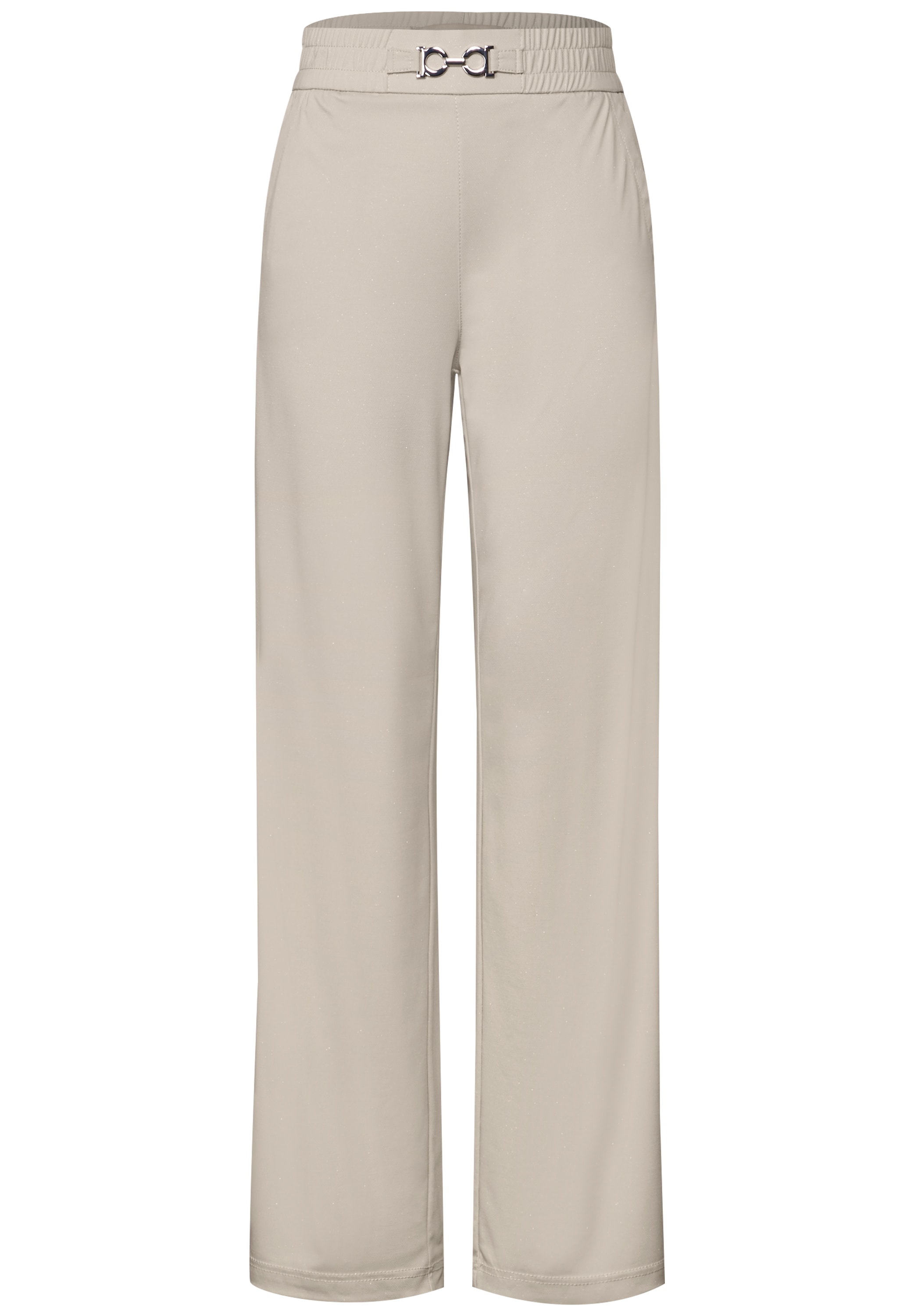 STREET ONE Stoffhose, Sommerhose mit schimmerndem Schnallendetail und weitem Bein