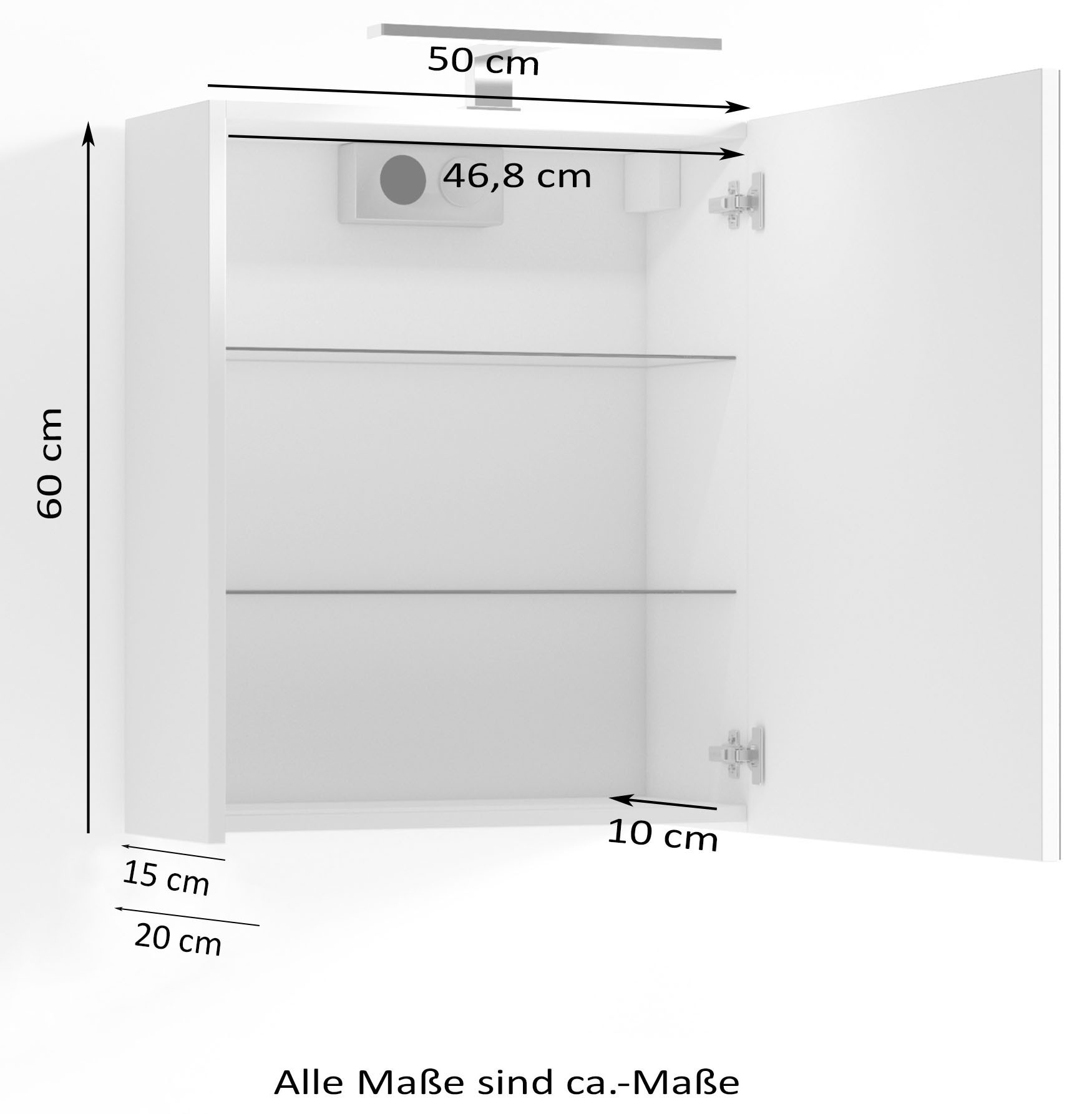 1-türig, Schalter-/Steckdosenbox Beleuchtung 50 cm, Spiegelschrank »Spree«, | byLIVING bestellen mit BAUR und LED Breite