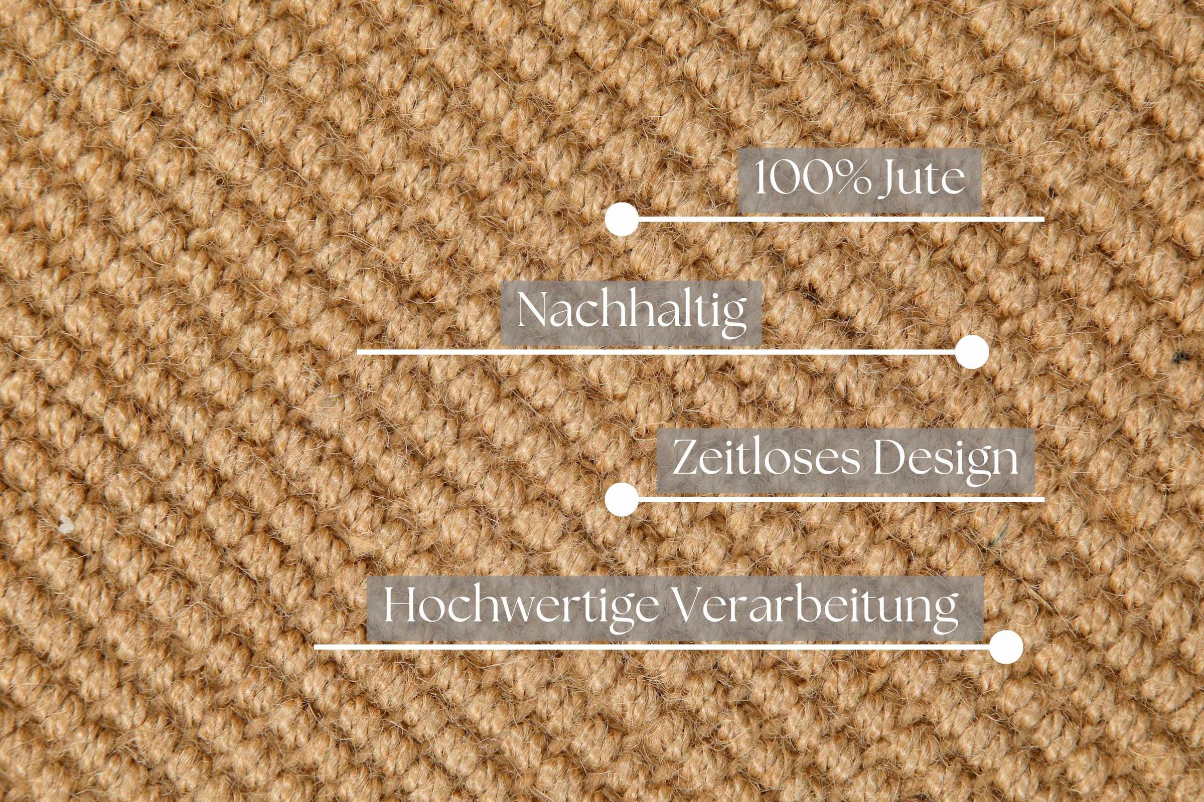 my home Teppich »Liora«, rund, 5 mm Höhe, Flachgewebe, Jute in Sisal Optik, Esszimmer, Flur, uni farben