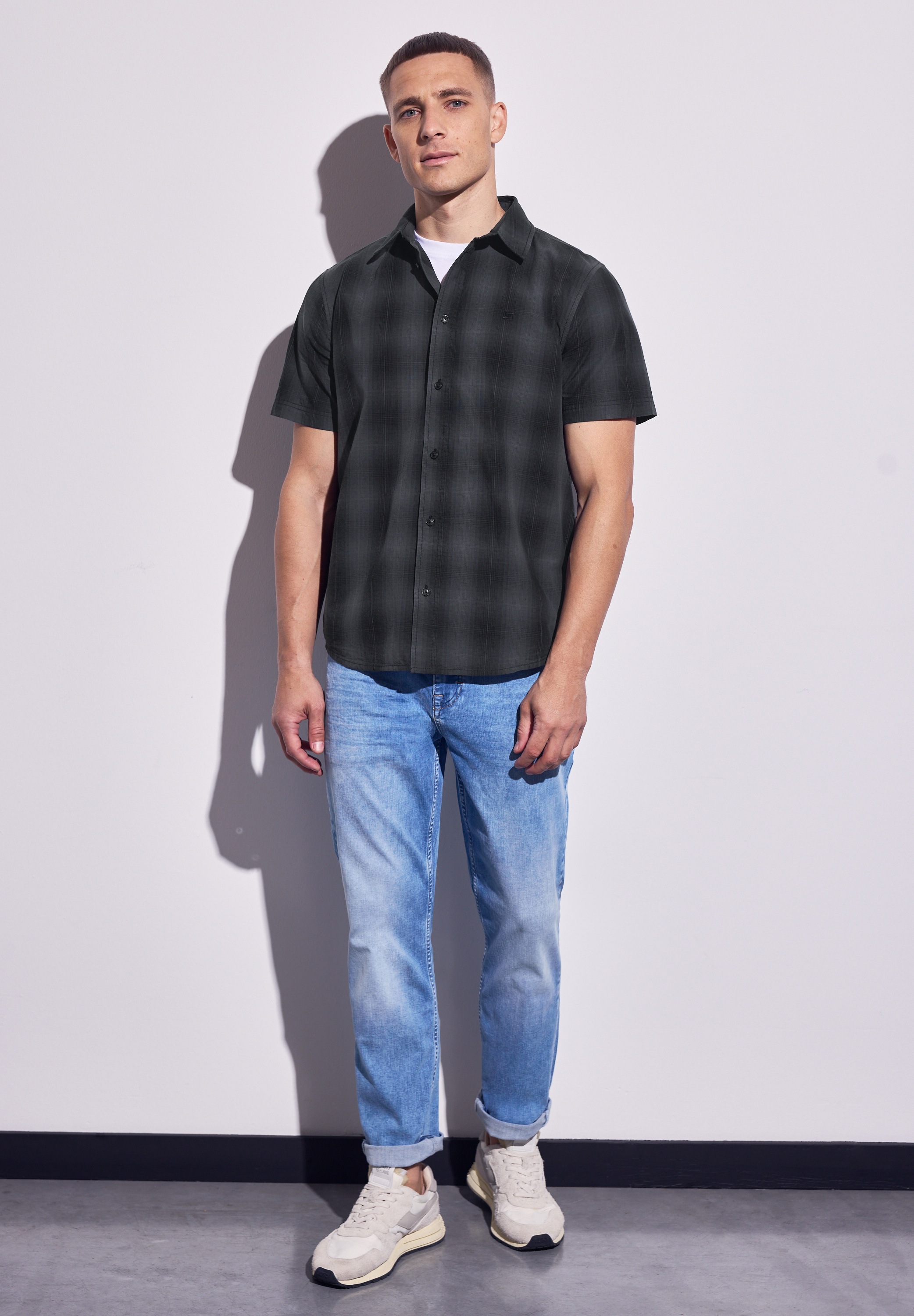 STREET ONE MEN Kurzarmhemd, aus reiner Baumwolle
