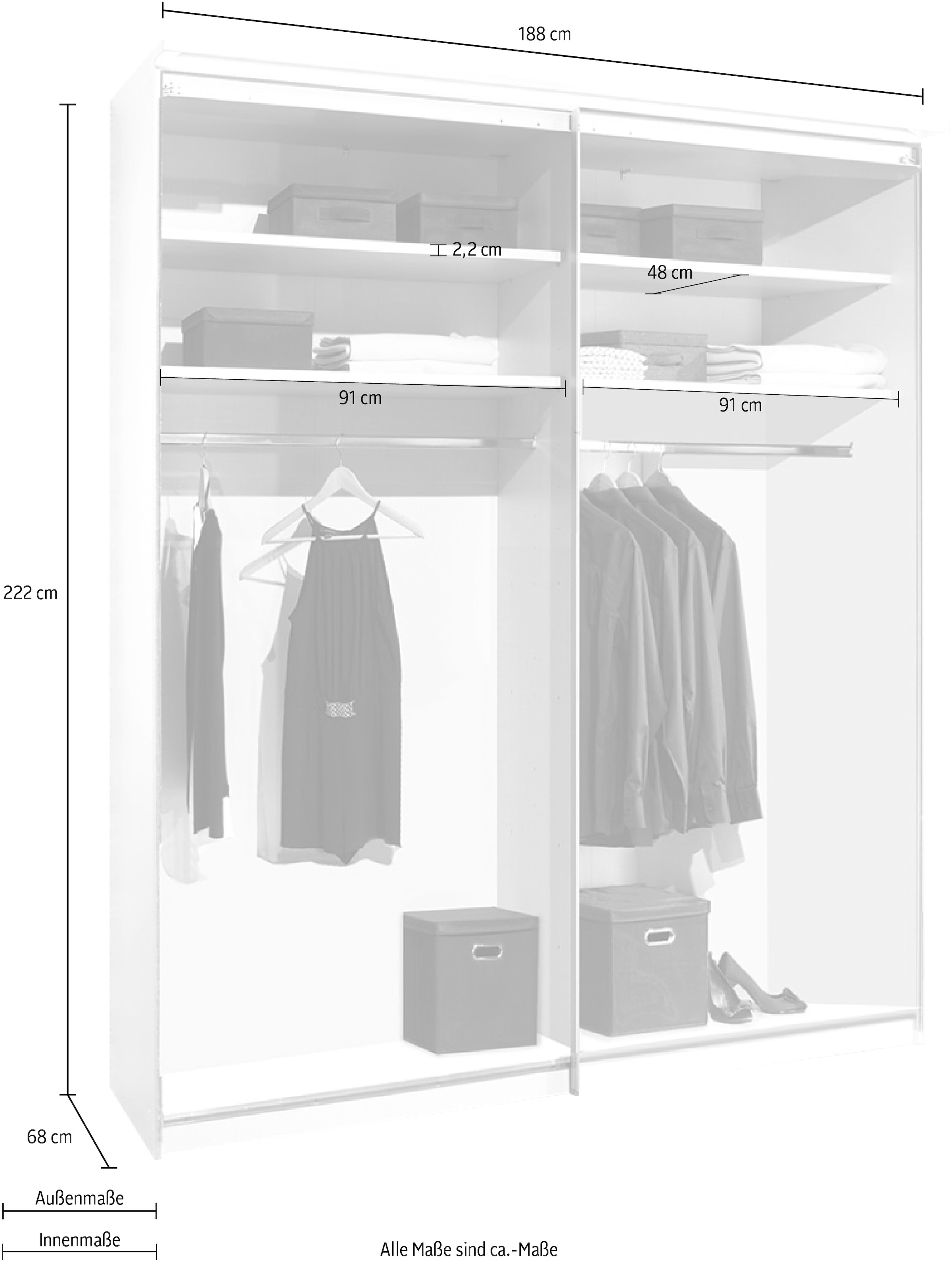 STAUD Schwebetürenschrank »Sinfonie Plus, edles Design in hochwertiger Qualität, Made in Germany« In vier verschiedenen Ausstattungsvarianten