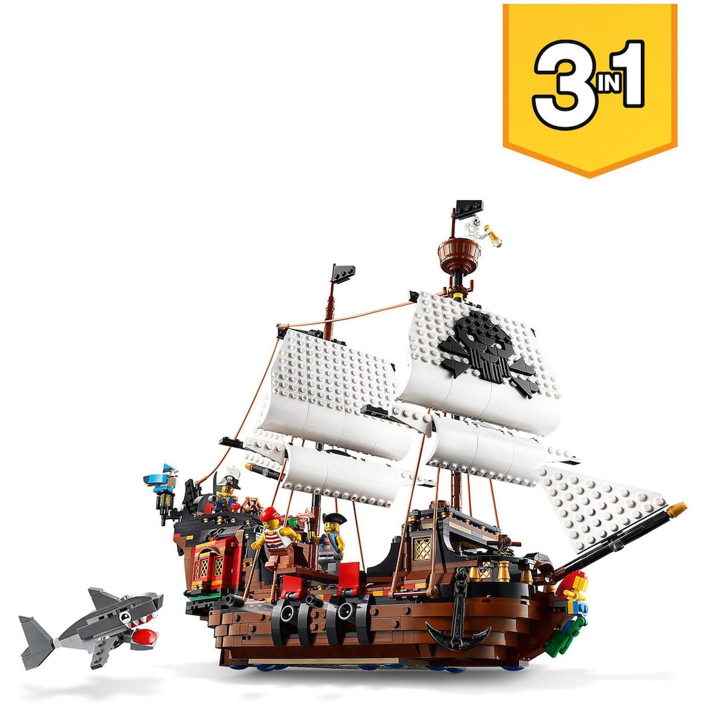 LEGO® Konstruktionsspielsteine »Piratenschiff (31109), LEGO® Creator 3in1«, (1264 St.), Made in Europe