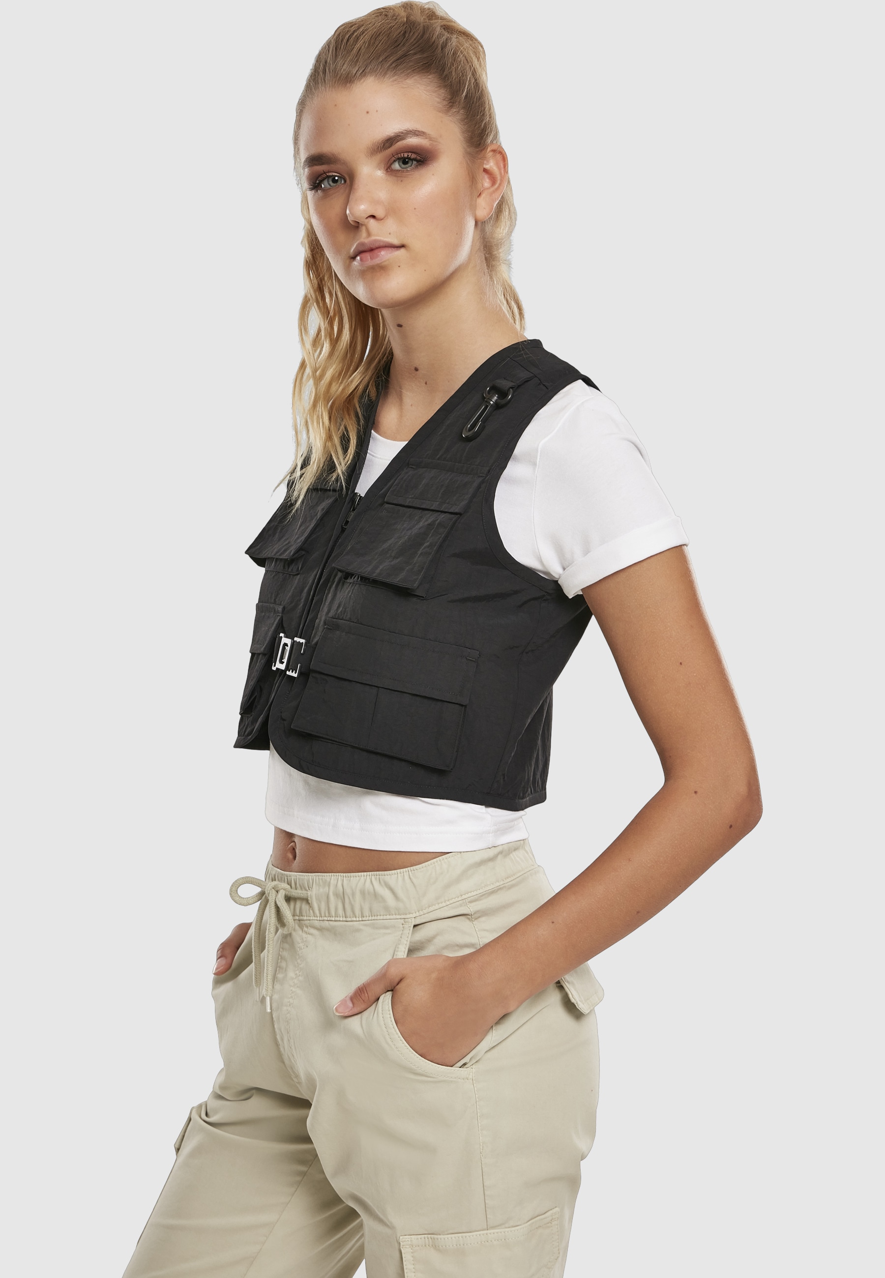 URBAN CLASSICS Jerseyweste »Urban Classics Damen Ladies Short Tactical Vest« 1 Stk.