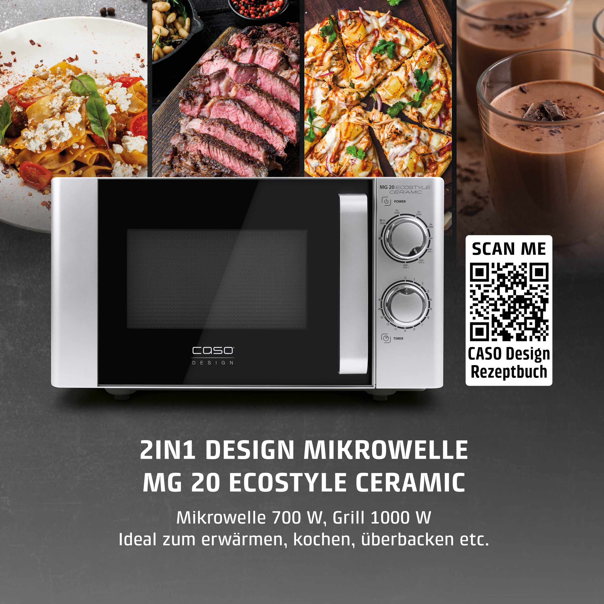 Caso Mikrowelle »3316 MG 20 Ecostyle Ceramic« Grill | Mikrowelle 1200 W