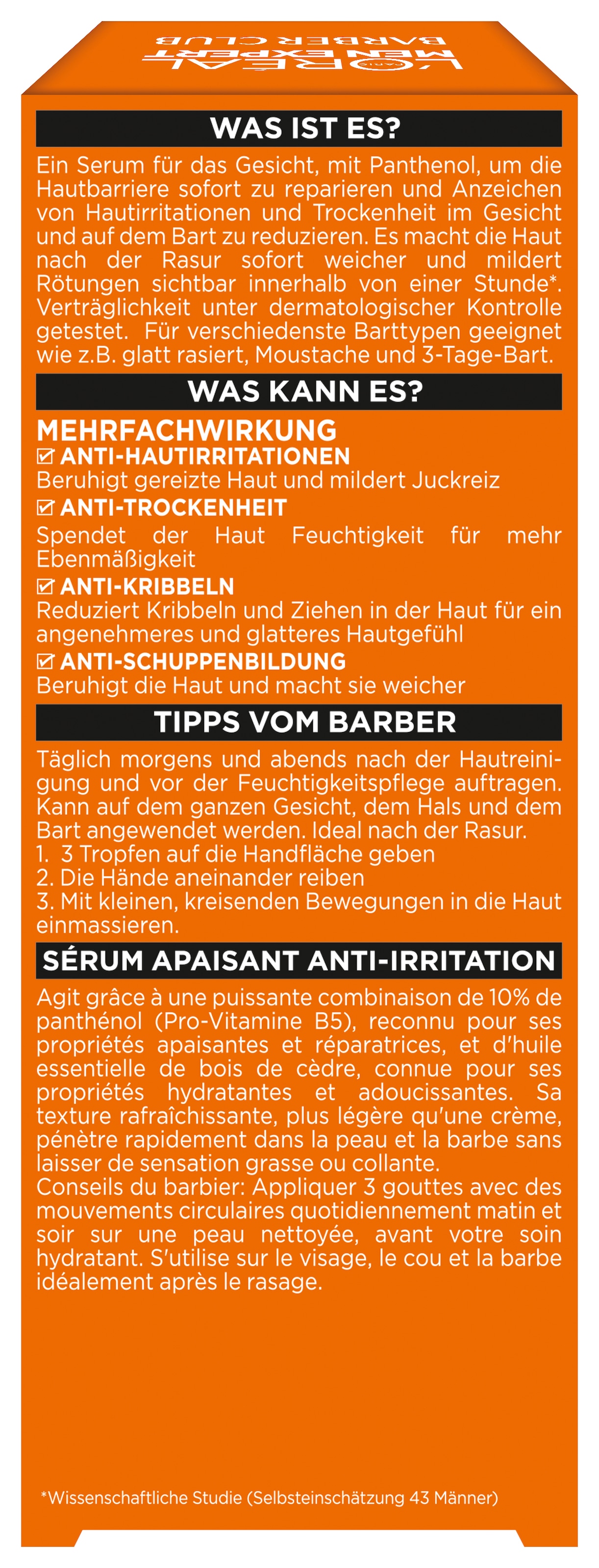 L'ORÉAL PARIS MEN EXPERT Bartserum »BARBER CLUB FLASH REPAIR SERUM« bei trockener und irritierter Männerhaut