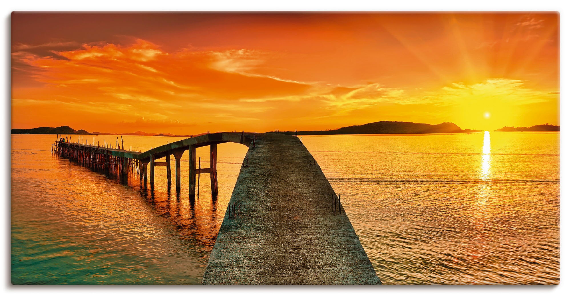 Artland Wandbild »Sonnenaufgang Größen versch. kaufen BAUR Meer«, Gewässer, | (1 über dem in oder Poster Wandaufkleber St.), Leinwandbild, als Alubild
