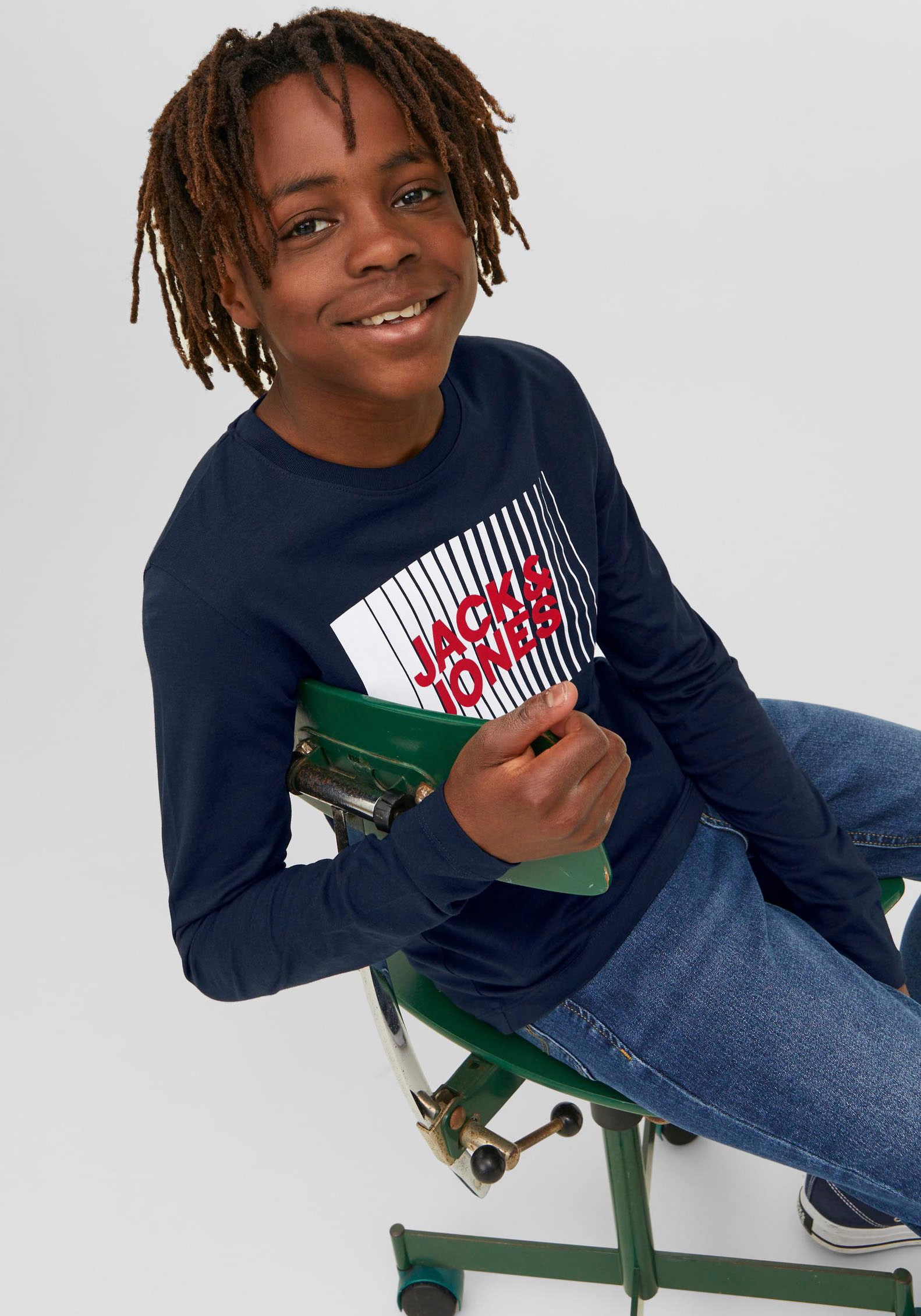 Jack & Jones Junior Langarmshirt »JJECORP stylisch, bequem, atmungsaktiv, pflegeleicht« bedruckt, casual, regular fit, Rundhals