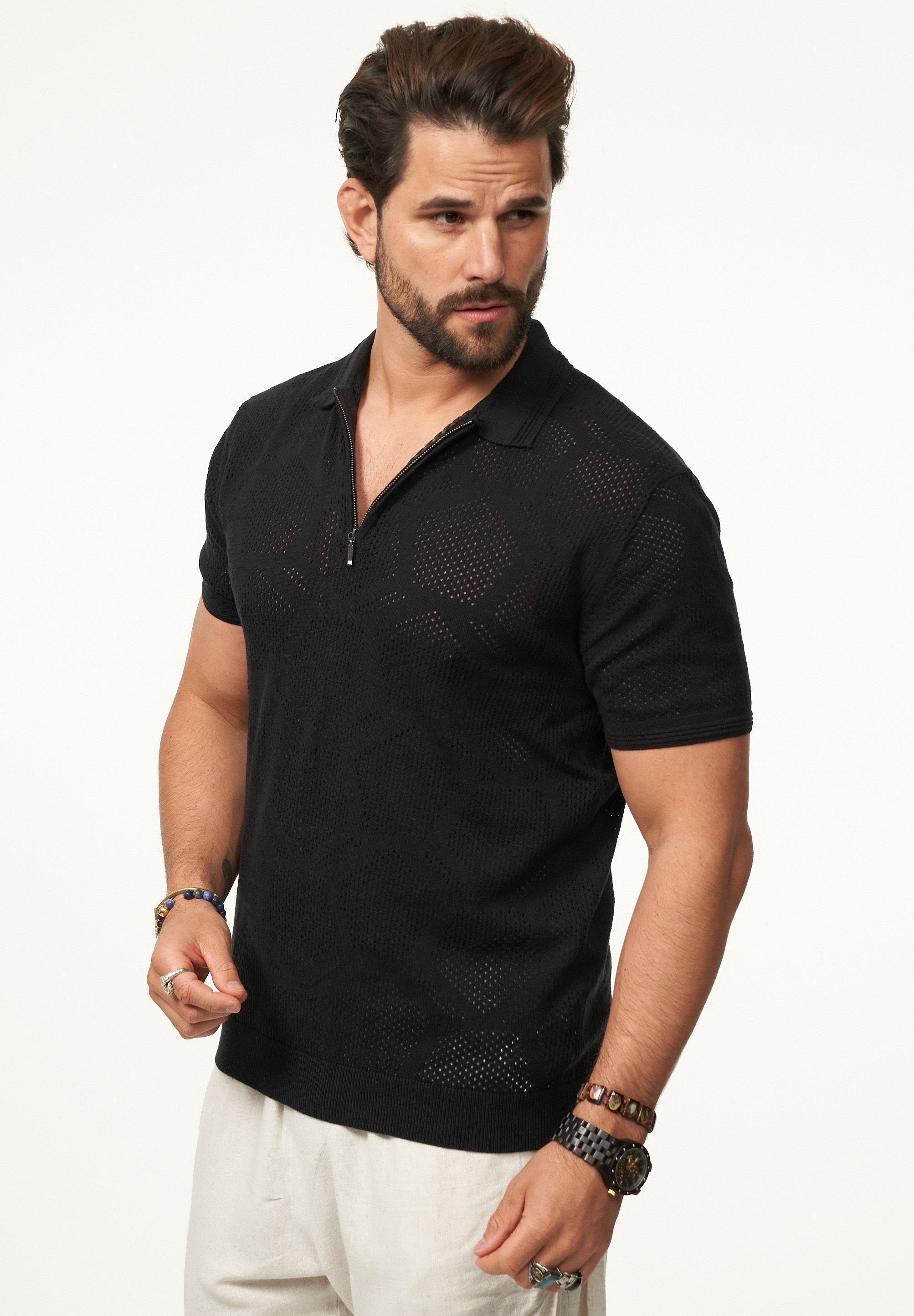 SOULSTAR Poloshirt »Kurzarm Polo T-Shirt für Herren« Herren Kurzarm Strick Polo-Hemd T-Shirt