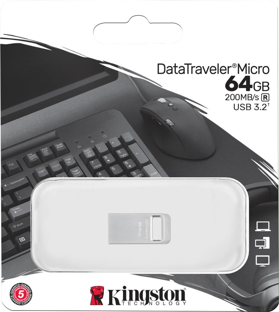 Kingston USB-Stick »DATATRAVELER® MICRO 64GB«, (USB 3.2 Lesegeschwindigkeit 200 MB/s)