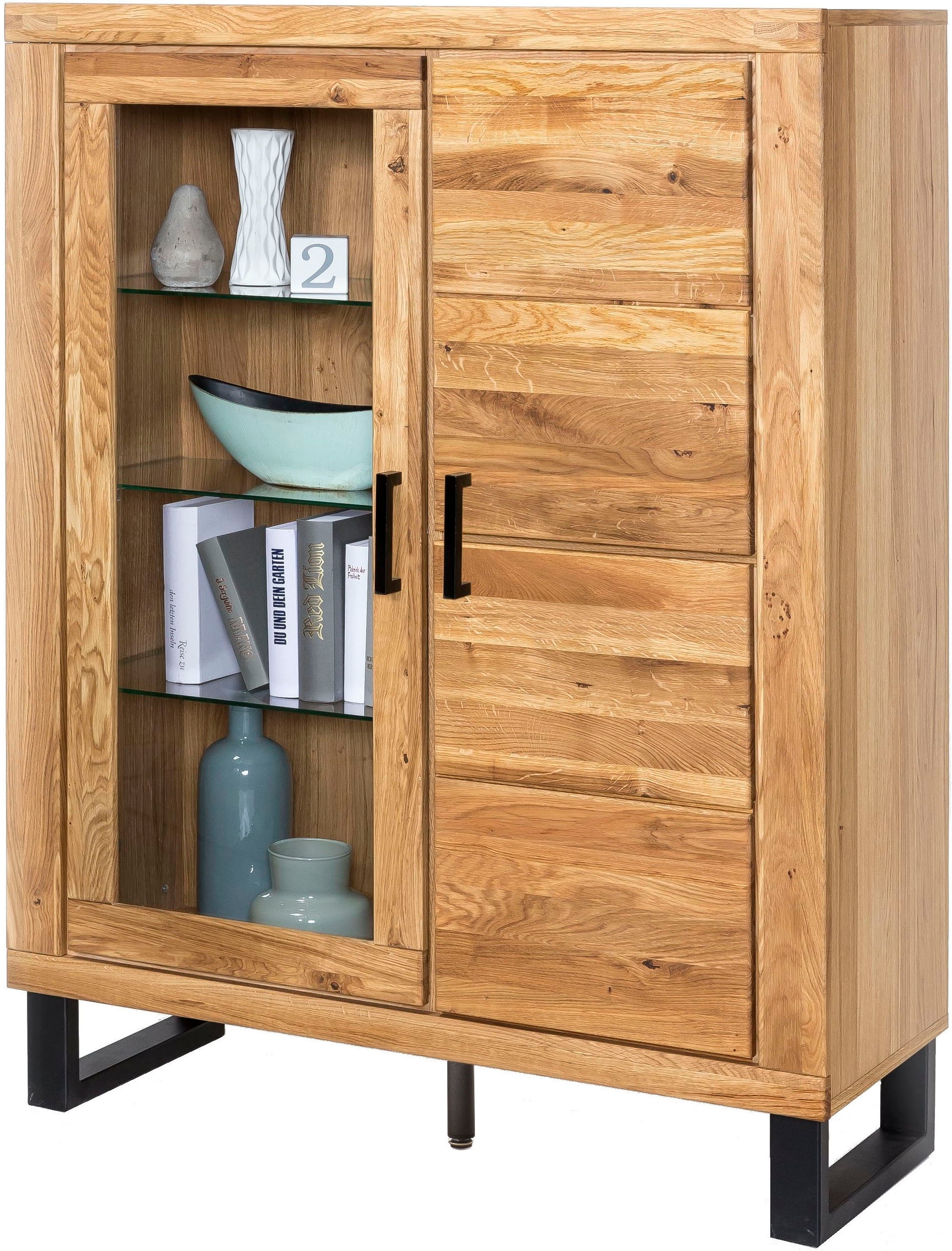 Home affaire Sideboard 1 Stk. tlg. Industriestil, Teilmassiv Eiche, schwarz günstig online kaufen