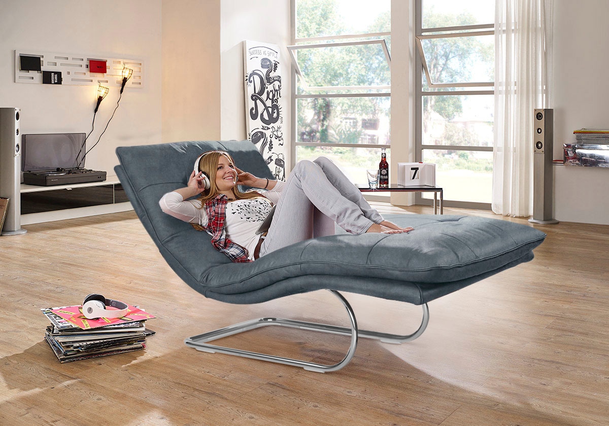 W.SCHILLIG Relaxliege "daily dreams" in Waffelkissen-Optik, wahlweise mit Motor, Freischwingergestell