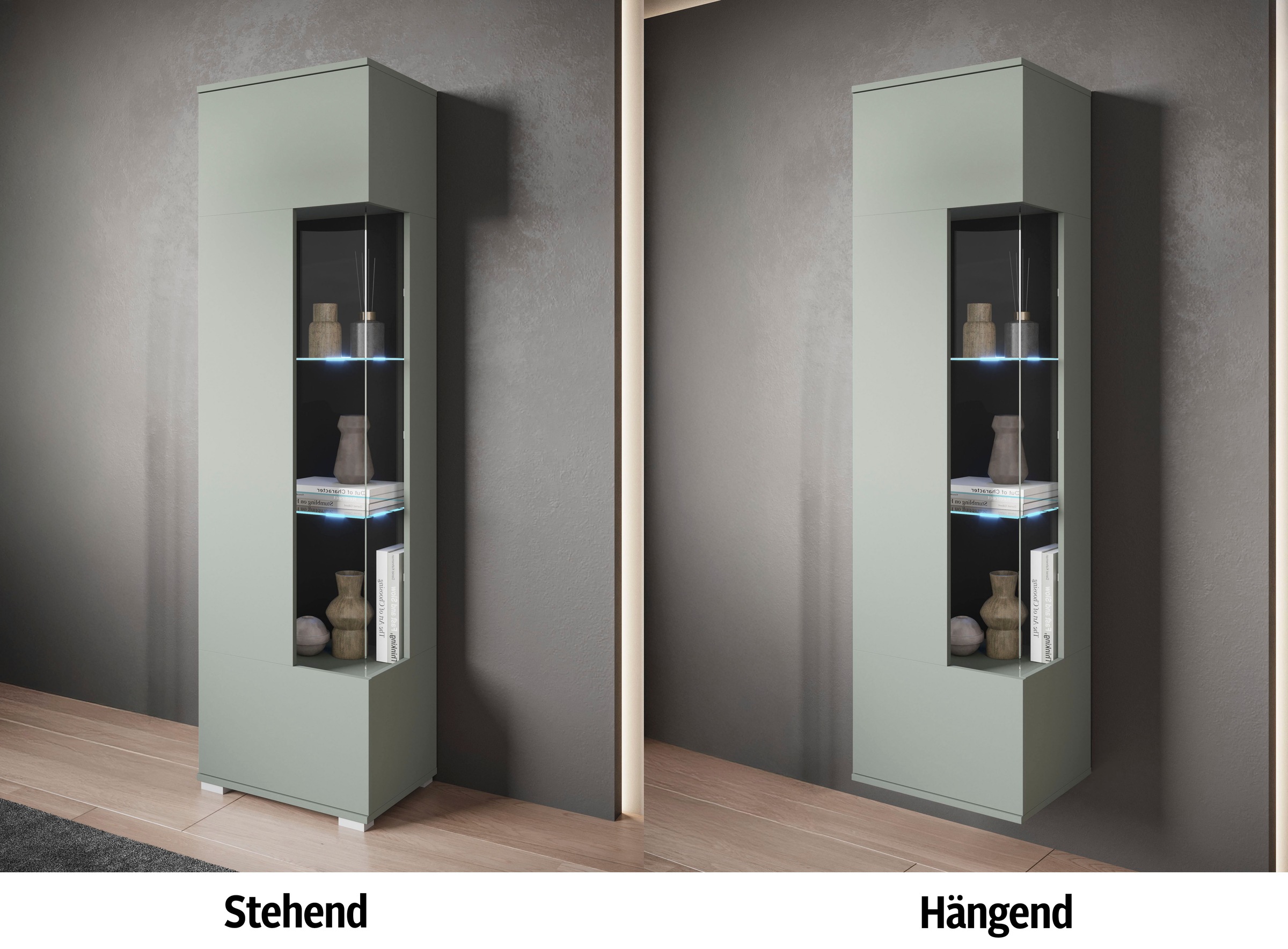 INOSIGN Vitrine »Kenia, stehend und hängend«, (1 St.), Vitrineschrank mit Glastüren 160 cm Höhe