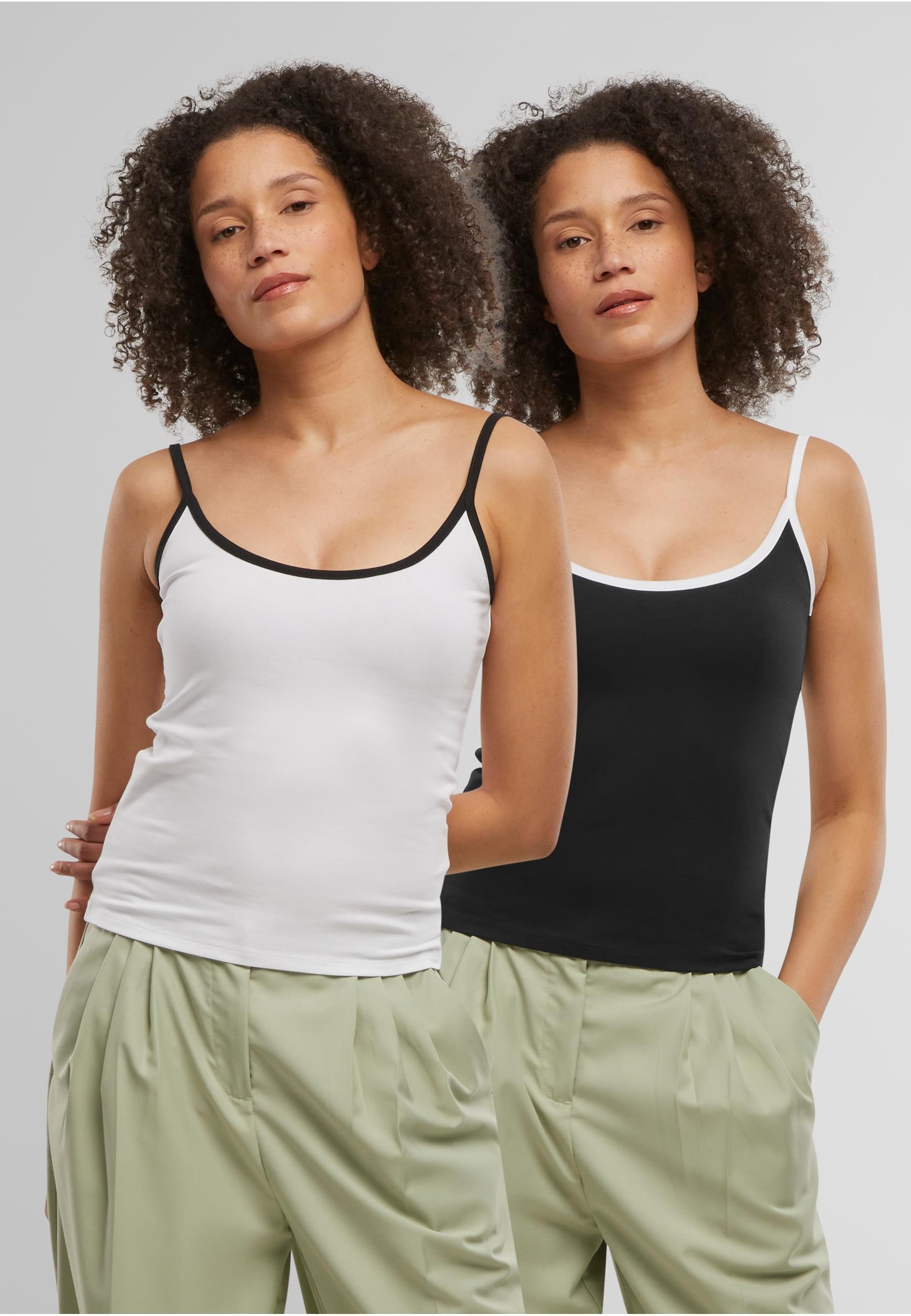 URBAN CLASSICS Muskelshirt »Urban Classics Ladies Contrast Basic Top 2-Pack«, (1 tlg.)