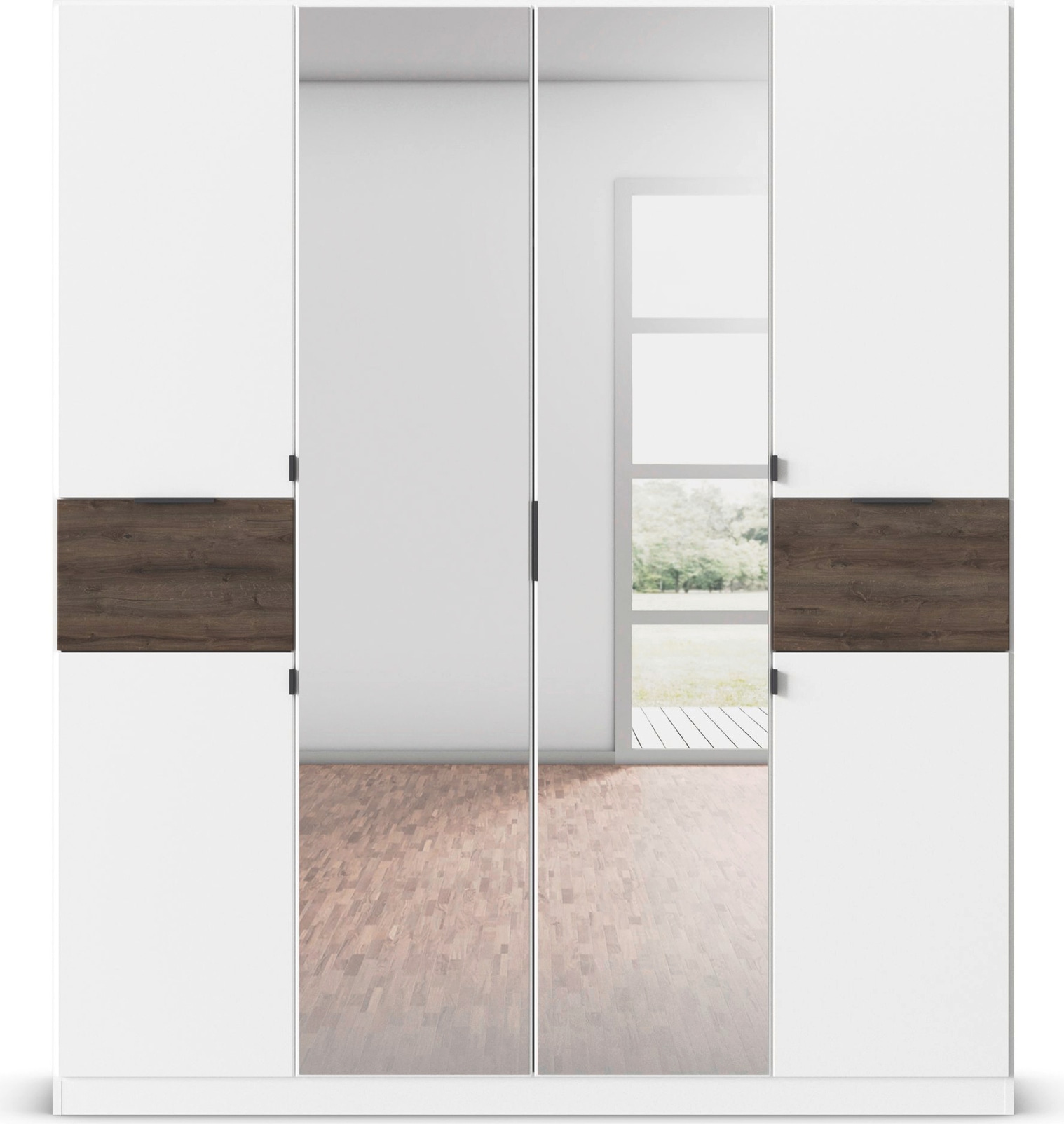 rauch Drehtürenschrank »Kleiderschrank Schrank Garderobe Wäscheschrank TICAO«, (Schubladen in der Höhe variabel positionierbar), mit 2 geräumigen Schubladen, viel Stauraum MADE IN GERMANY