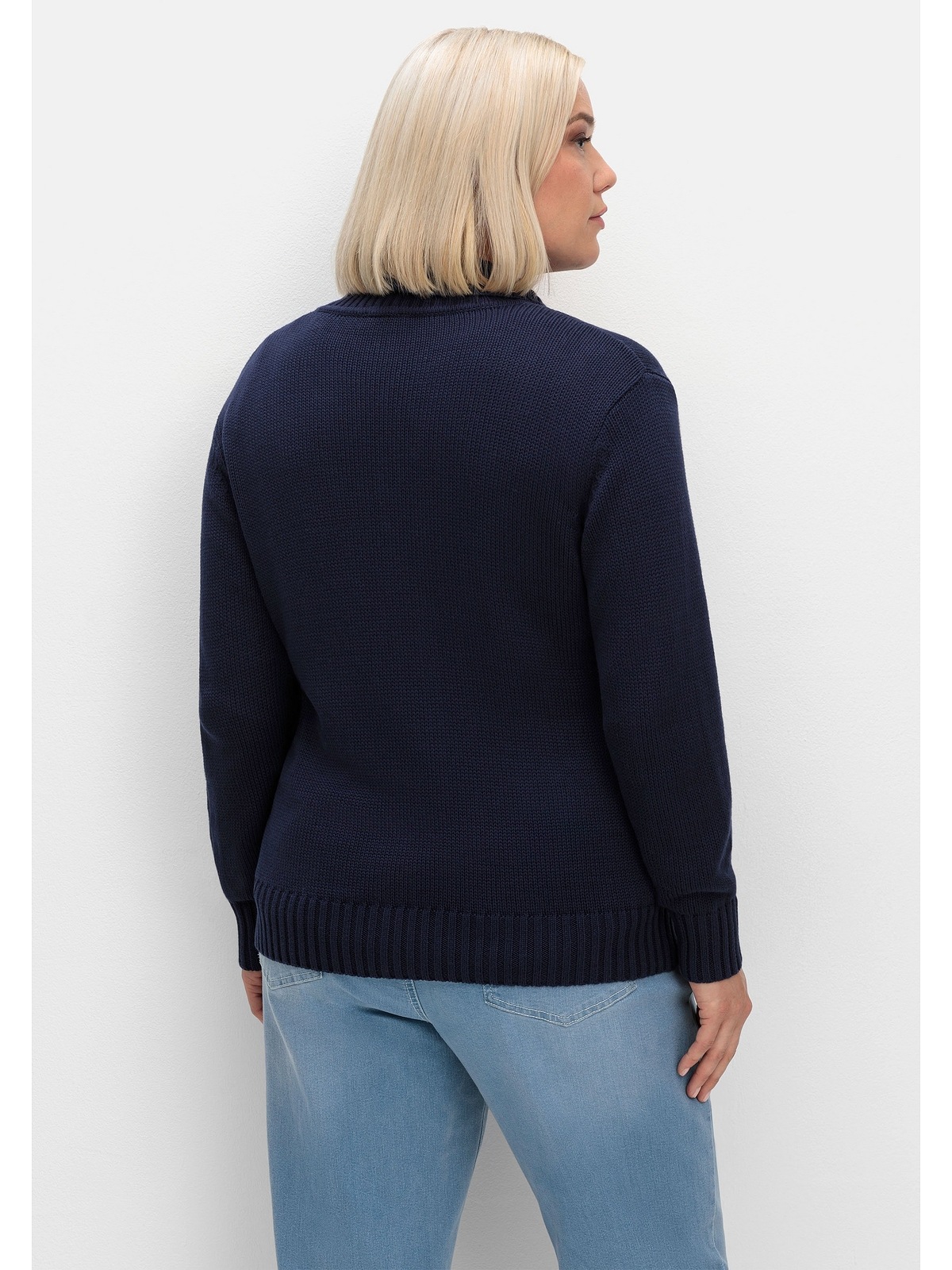 Sheego Strickjacke »Große Größen«, mit Troyerkragen und 2-Wege-Zipper