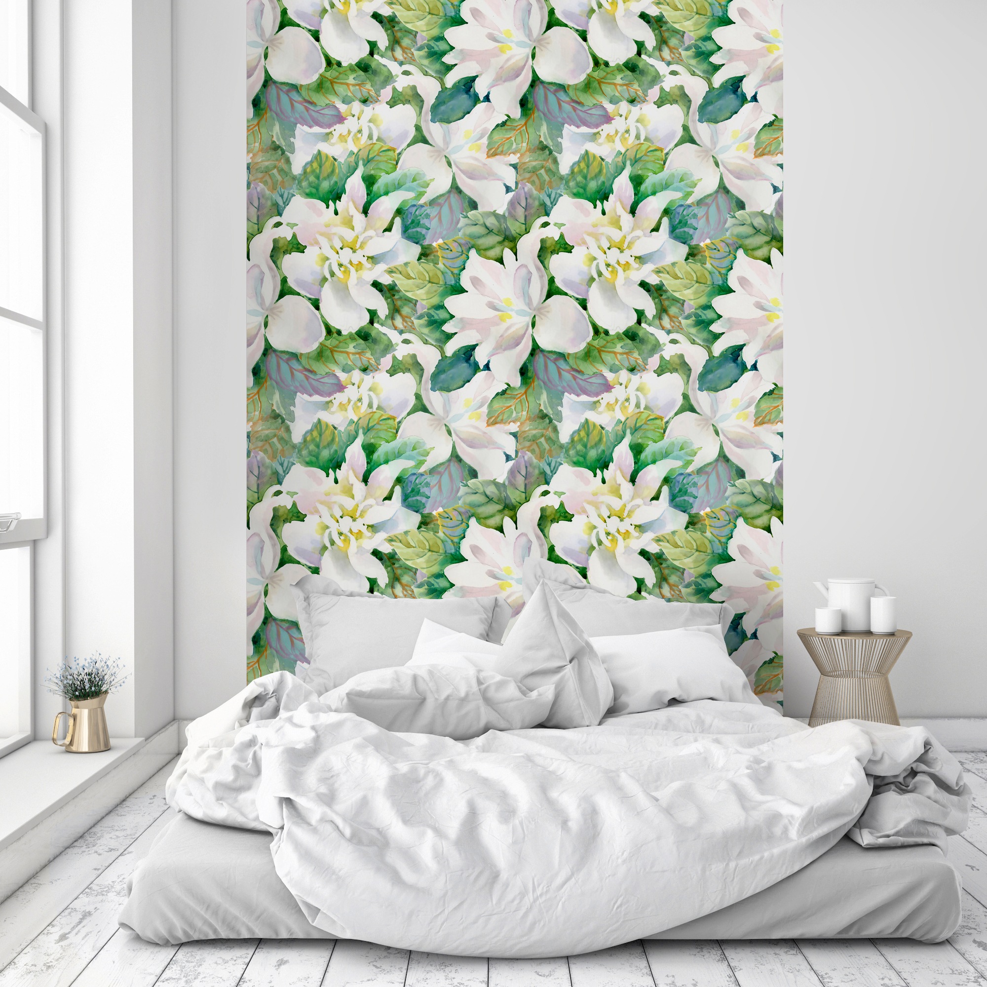 queence Vinyltapete »Liana«, bedruckt-Motiv-botanisch-floral-gemustert-natürlich, 90x250cm, selbstklebend, kinderleichte Anbringung, Sticker