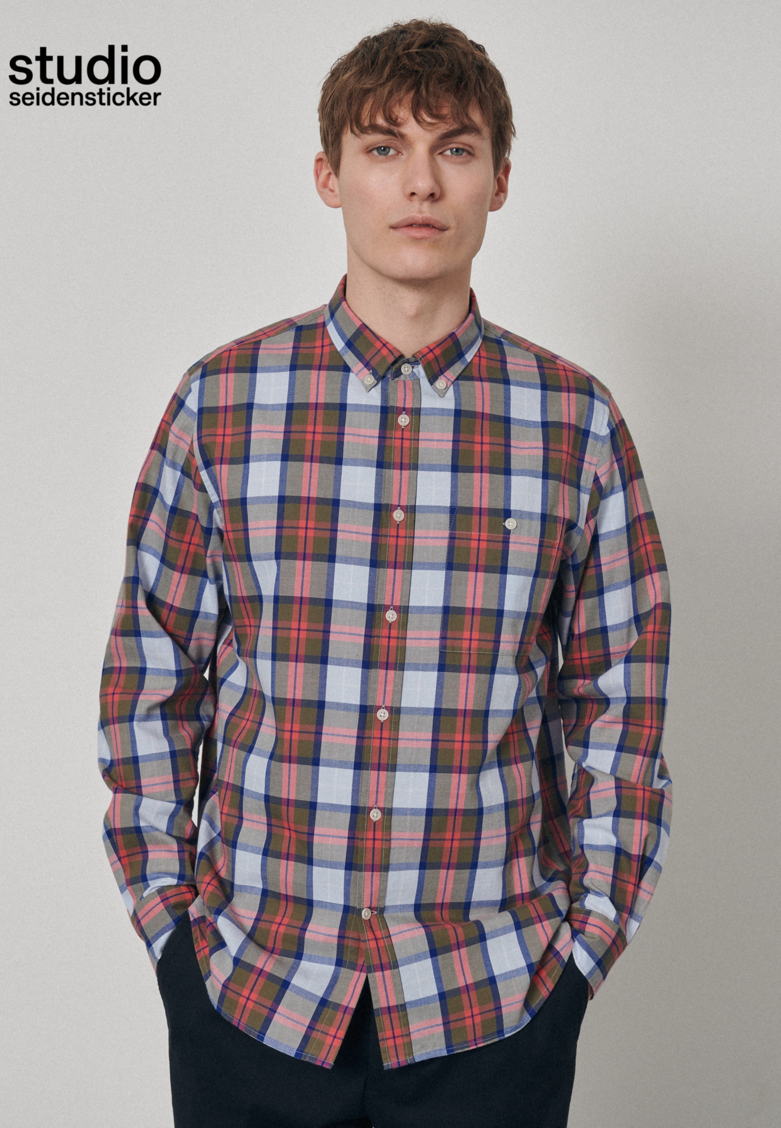 studio seidensticker "Studio" Regular Langarm Button-Down-Kragen Karo günstig online kaufen