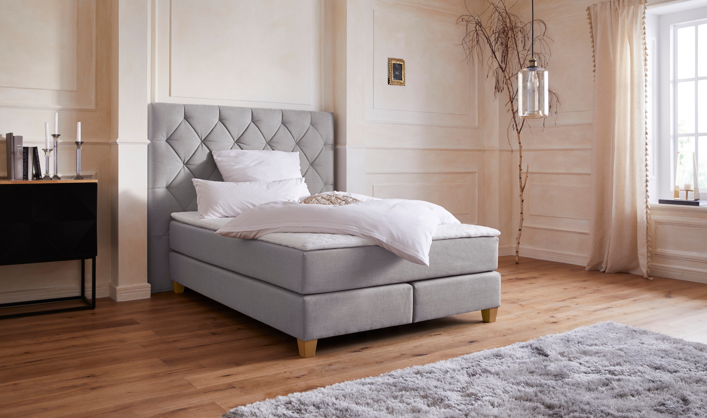Home affaire Boxspringbett "Harmones hoch" in 3 Breiten, Härtegrad auch im Mix mit je 1 Matratze in H2 und H3