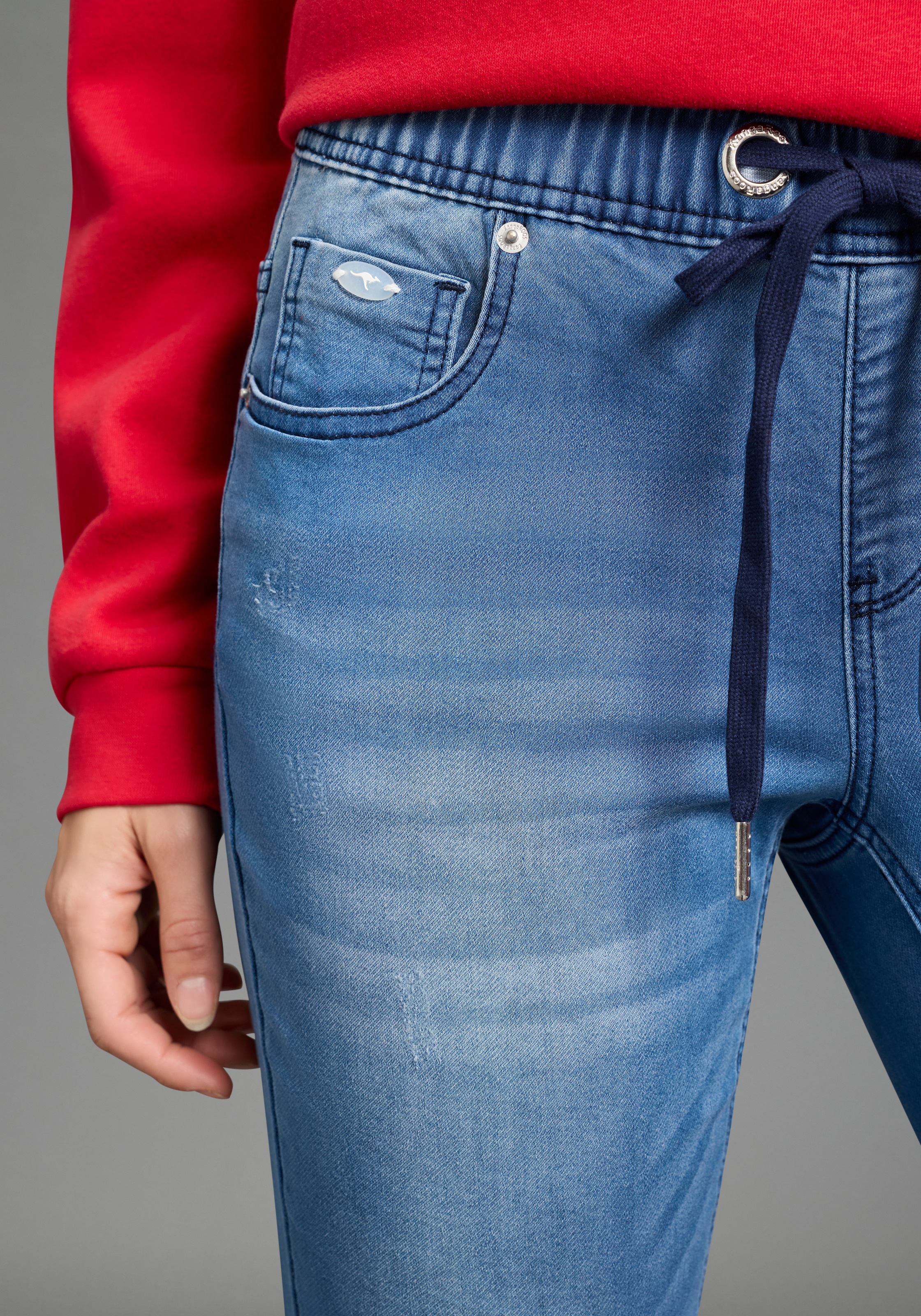 KangaROOS Jogg Pants "7/8 JOGG-DENIM", weites Bein, mit Used-Waschung, hohe günstig online kaufen