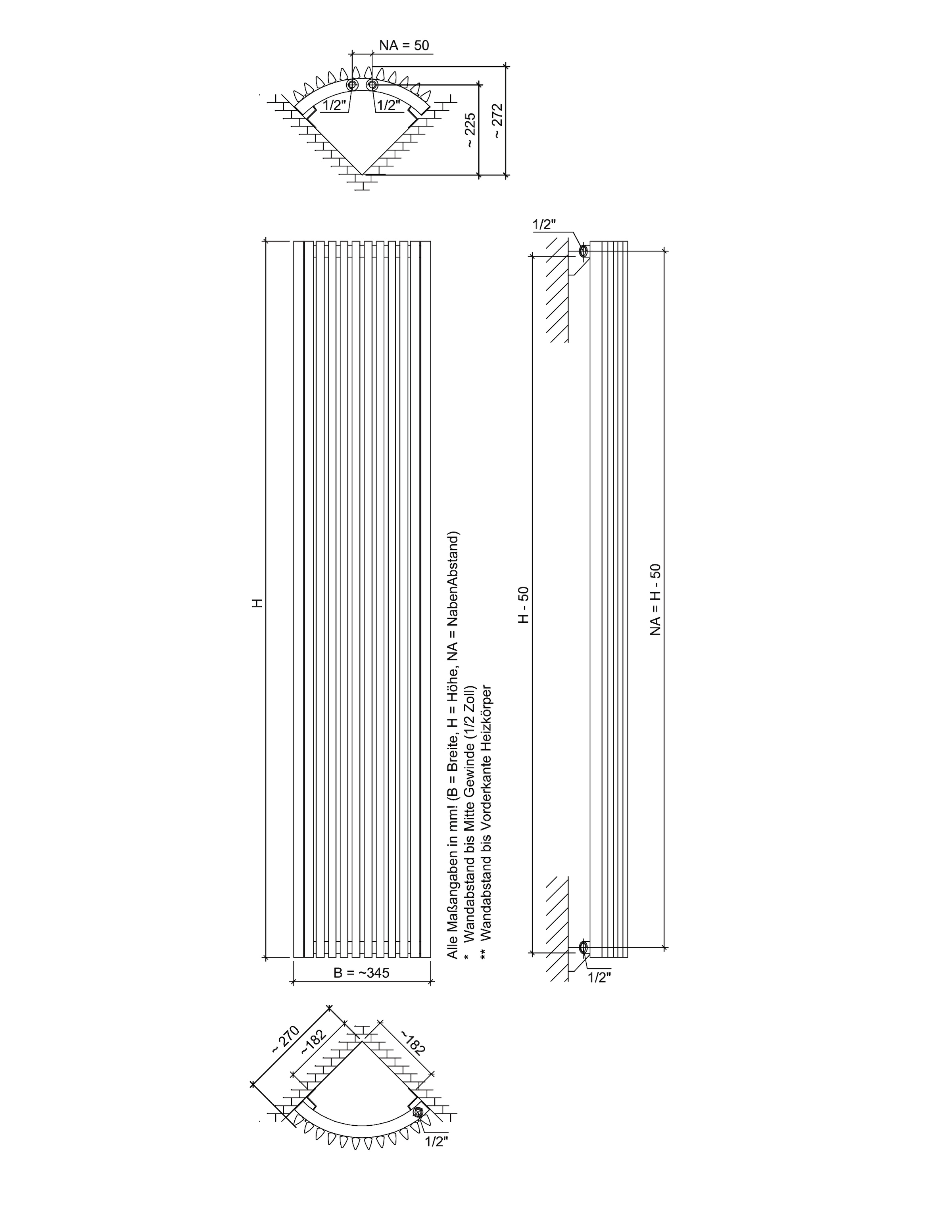 Ximax Paneelheizkörper »Triton-E 1800 mm x 340 mm«, 920 Watt, Mittenanschluss, weiß