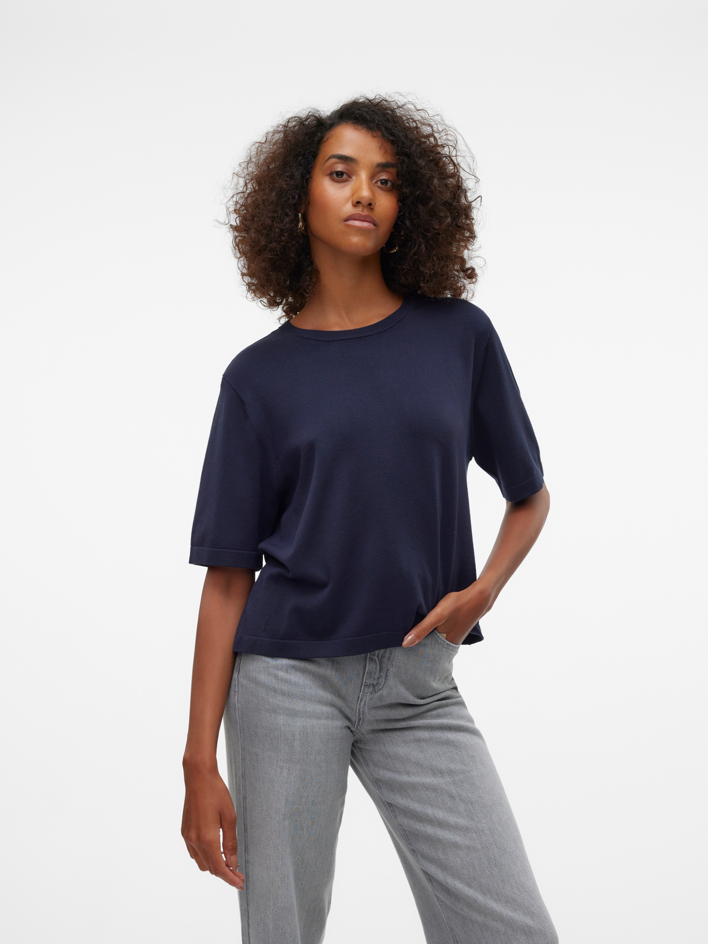 Vero Moda Kurzarmpullover "VMSILJE 2/4 O-NCK OVERSIZE PULL GA NOOS" günstig online kaufen