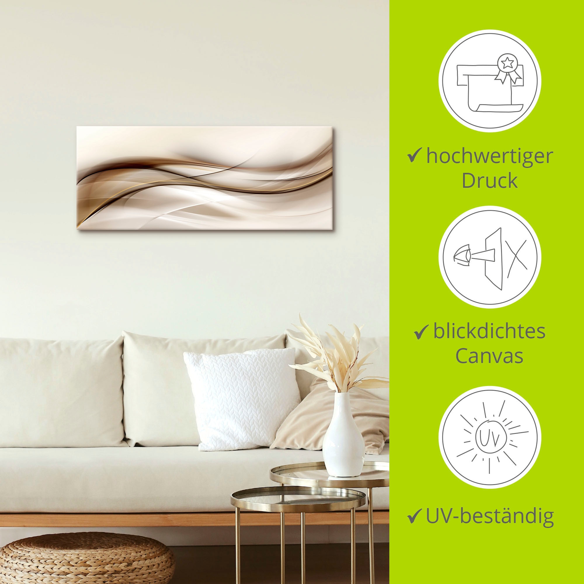 Artland Wandbild »Braune abstrakte Welle«, Muster, (1 St.), als Alubild, Outdoorbild, Leinwandbild, Poster, Wandaufkleber