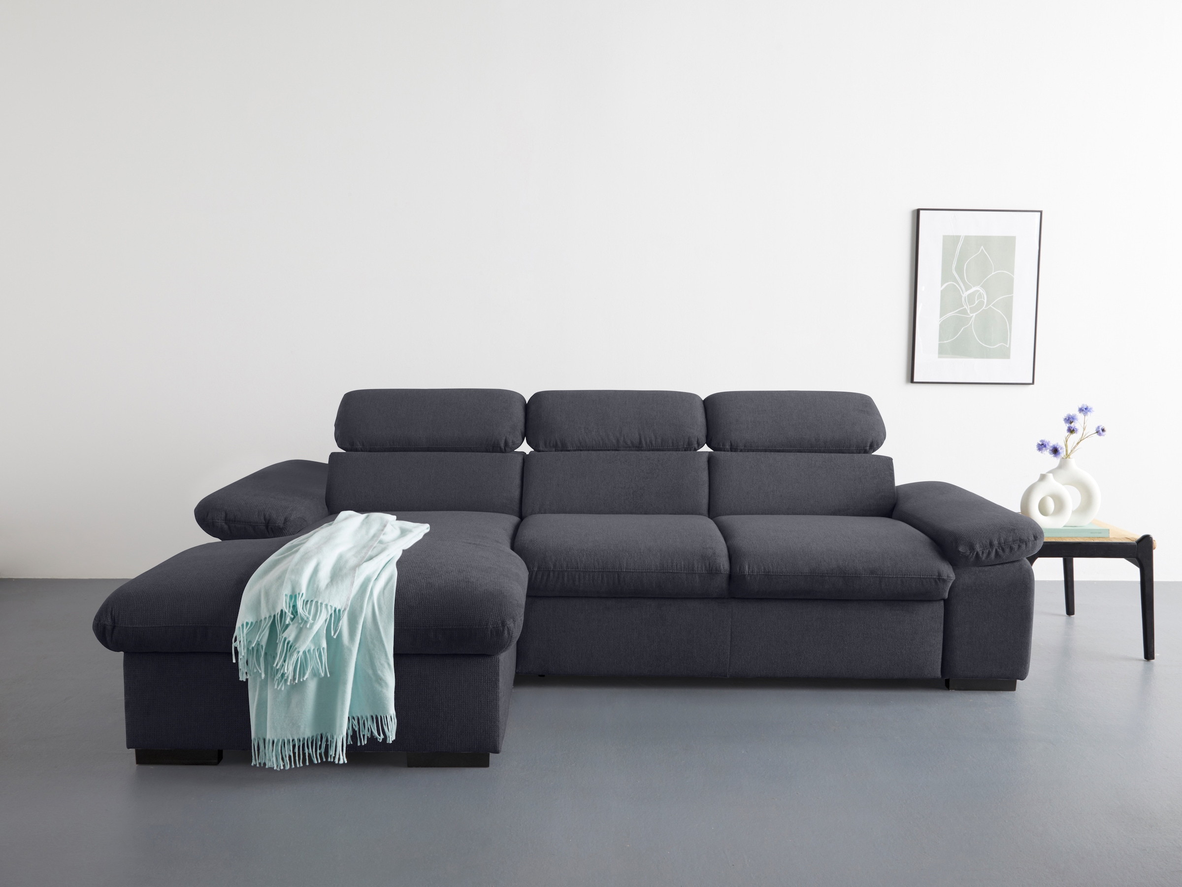 COTTA Ecksofa "Lola L-Form mit Kopfteilfunktion & Hocker" wahlweise mit Bet günstig online kaufen