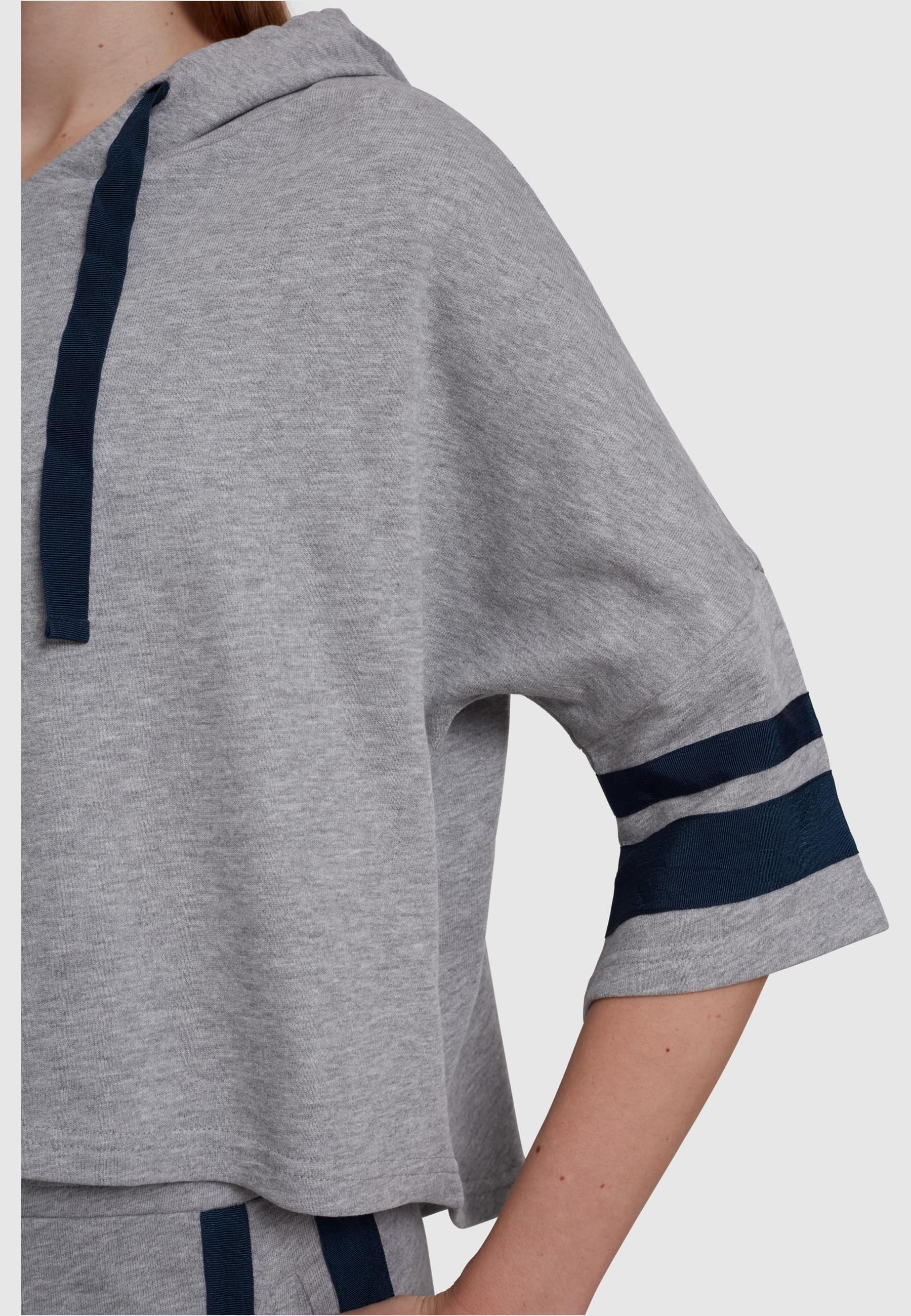 URBAN CLASSICS Rundhalspullover »Urban Classics Damen Ladies Taped Short Sleeve Hoody«