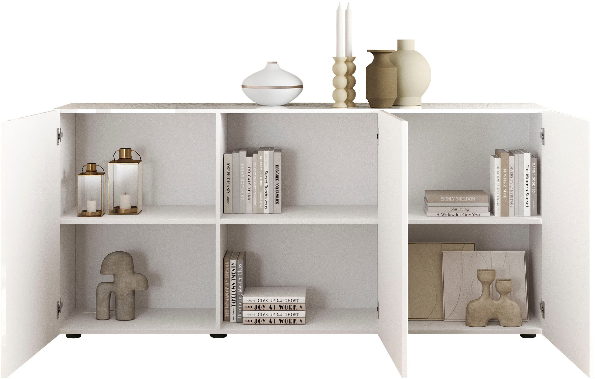 INOSIGN Sideboard »Rio Breite 181 cm, Kommode mit 3 Türen, Anrichte,«, geriffelte MDF-Fronten, modern u. elegant, viel Stauraum