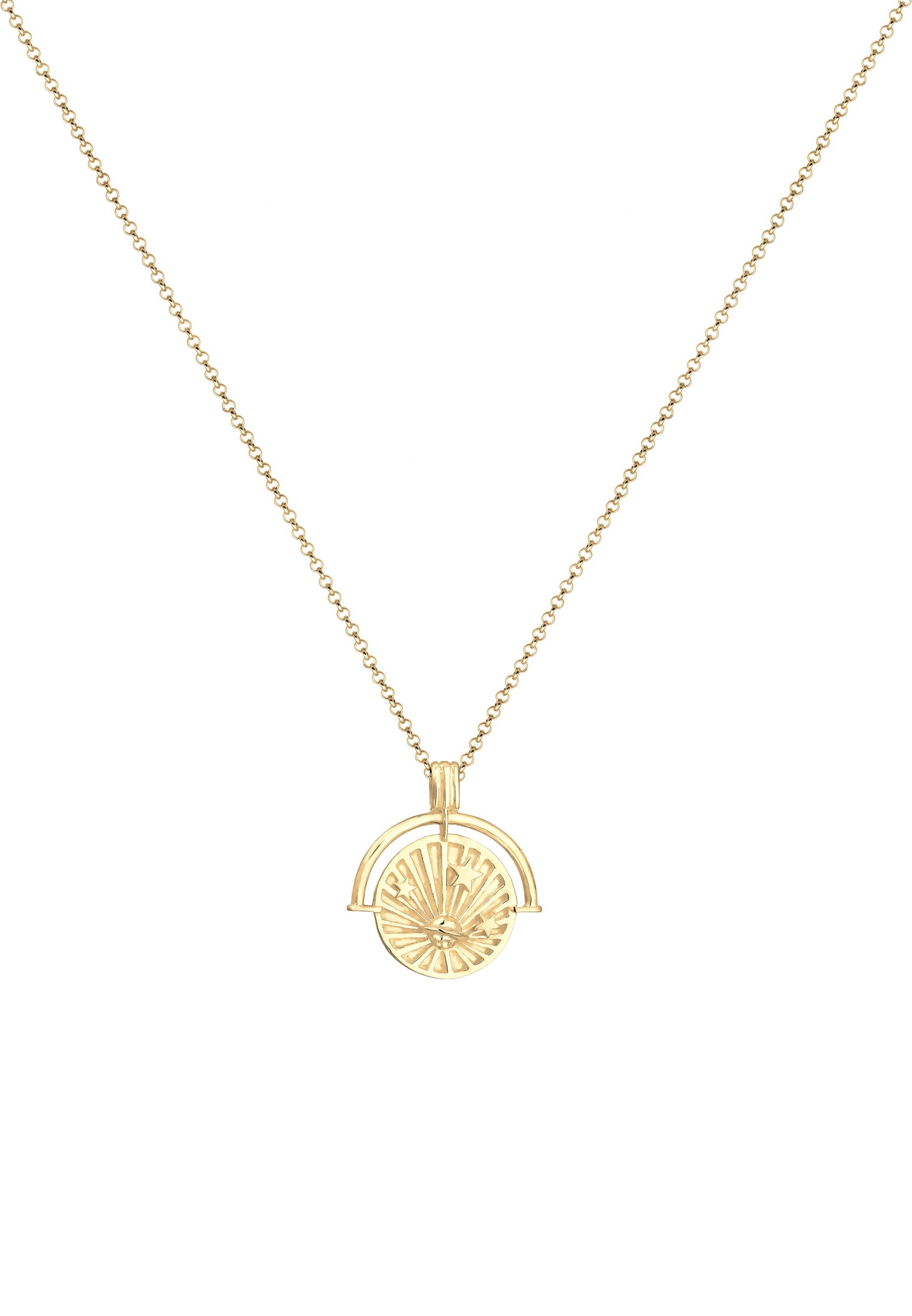 Elli Kette mit Anhänger »Astro Plättchen 925 Sterling Silber vergoldet«