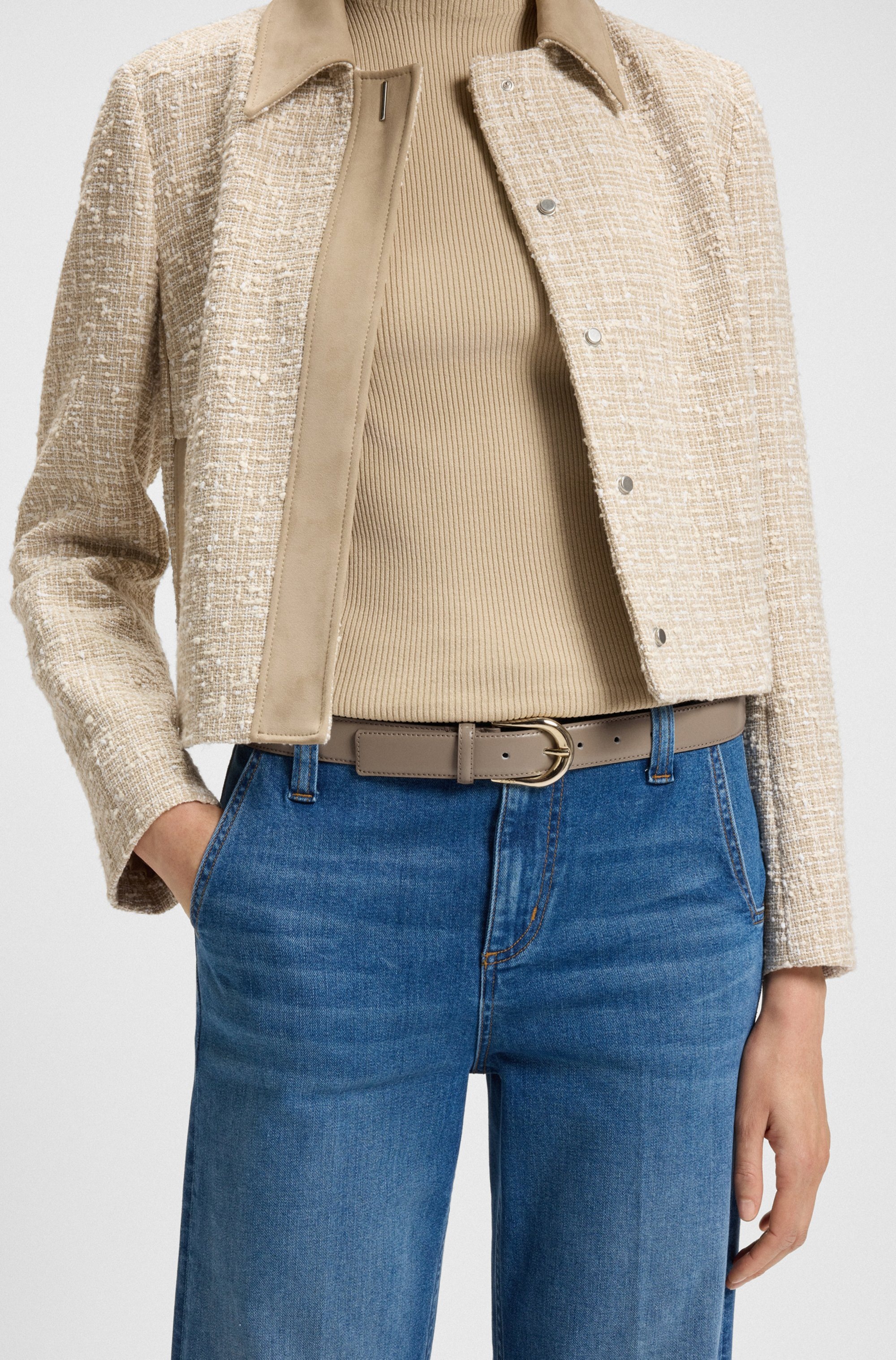 BOSS Ledergürtel "Carol-St-G Sz30" mit abgerundeter Schließe günstig online kaufen