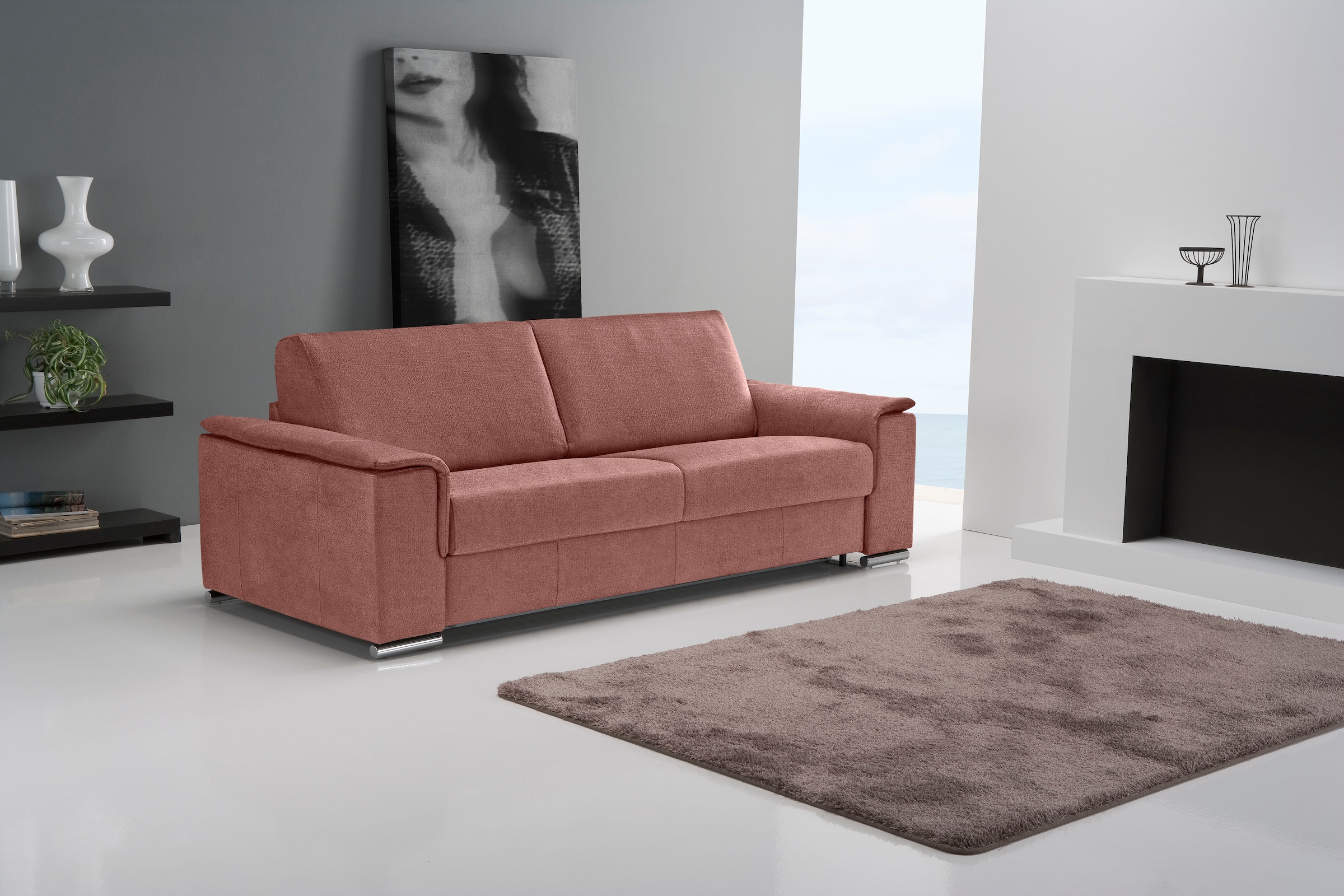 Egoitaliano Schlafsofa "Cecilia, modern & elegant, erstklassiger Sitzkomfort, Dauerschläfer" inkl. Matratze und hochwertigem Metallbettrahmen, toller Schlafkomfort