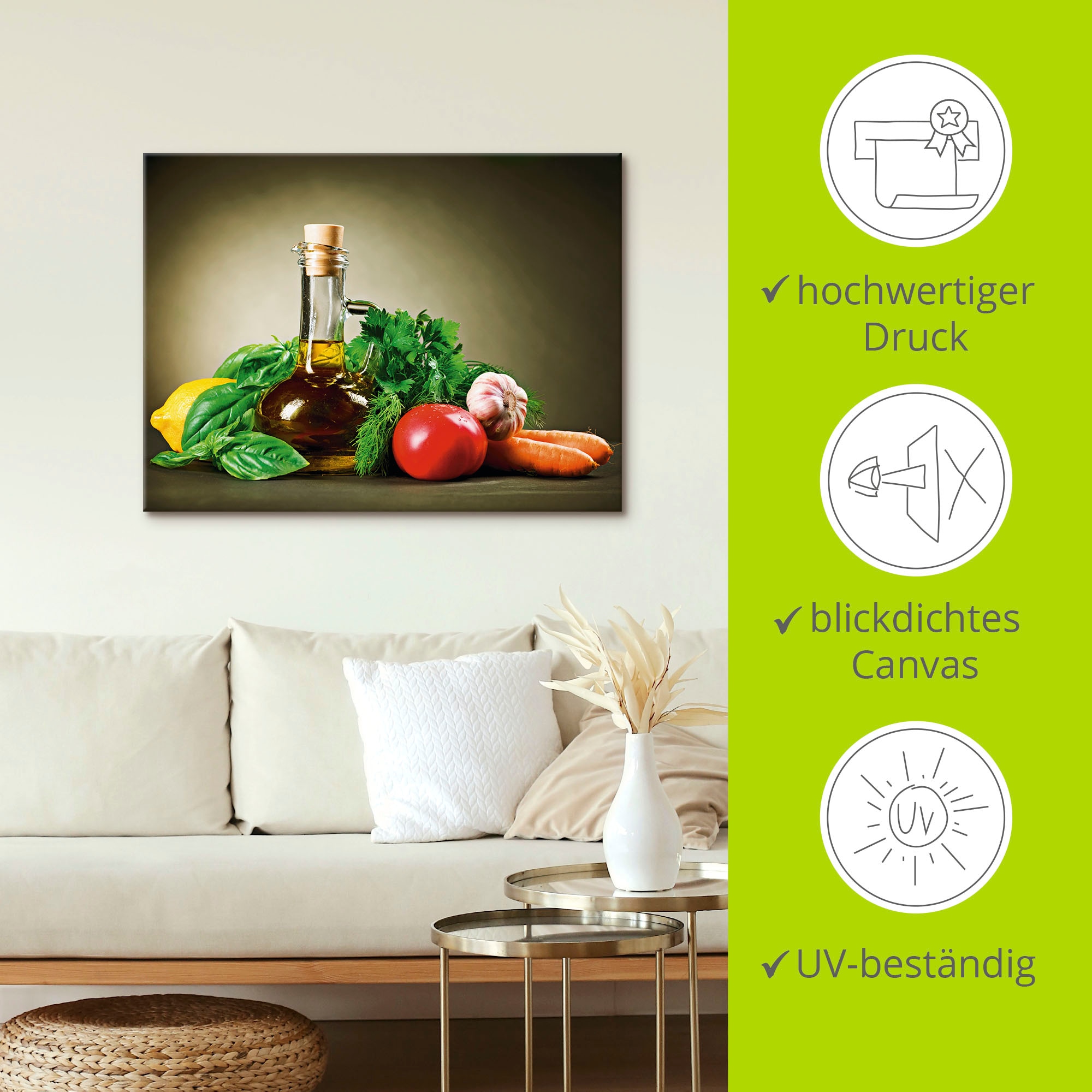 Artland Wandbild »Gesundes Gemüse und Gewürze«, Lebensmittel, (1 St.), als Leinwandbild, Poster, Wandaufkleber in verschied. Größen