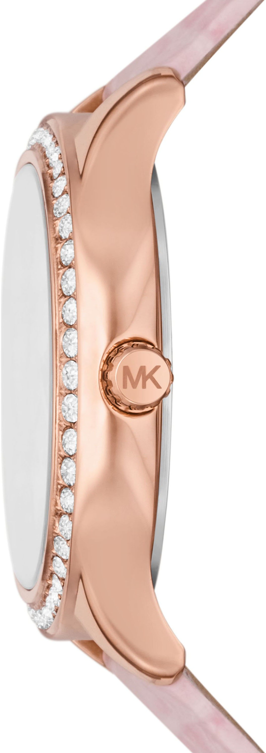 MICHAEL KORS Quarzuhr »SAGE«, Armbanduhr, Damenuhr, Perlmutt-Zifferblatt, Lederarmband