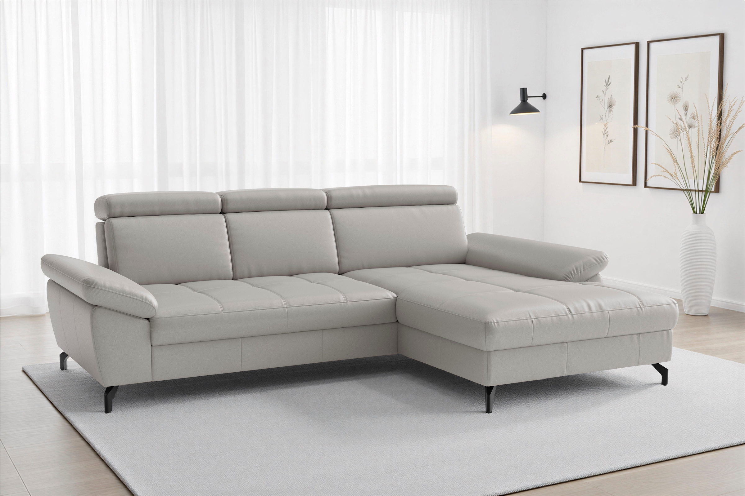 sit&more Ecksofa "Vanity L-Form, Leder, B: 264 cm, mit Sitz-, Kopf u. Armteilverstellung" Couch optional mit Schlaffunktion & Bettkasten, in Leder