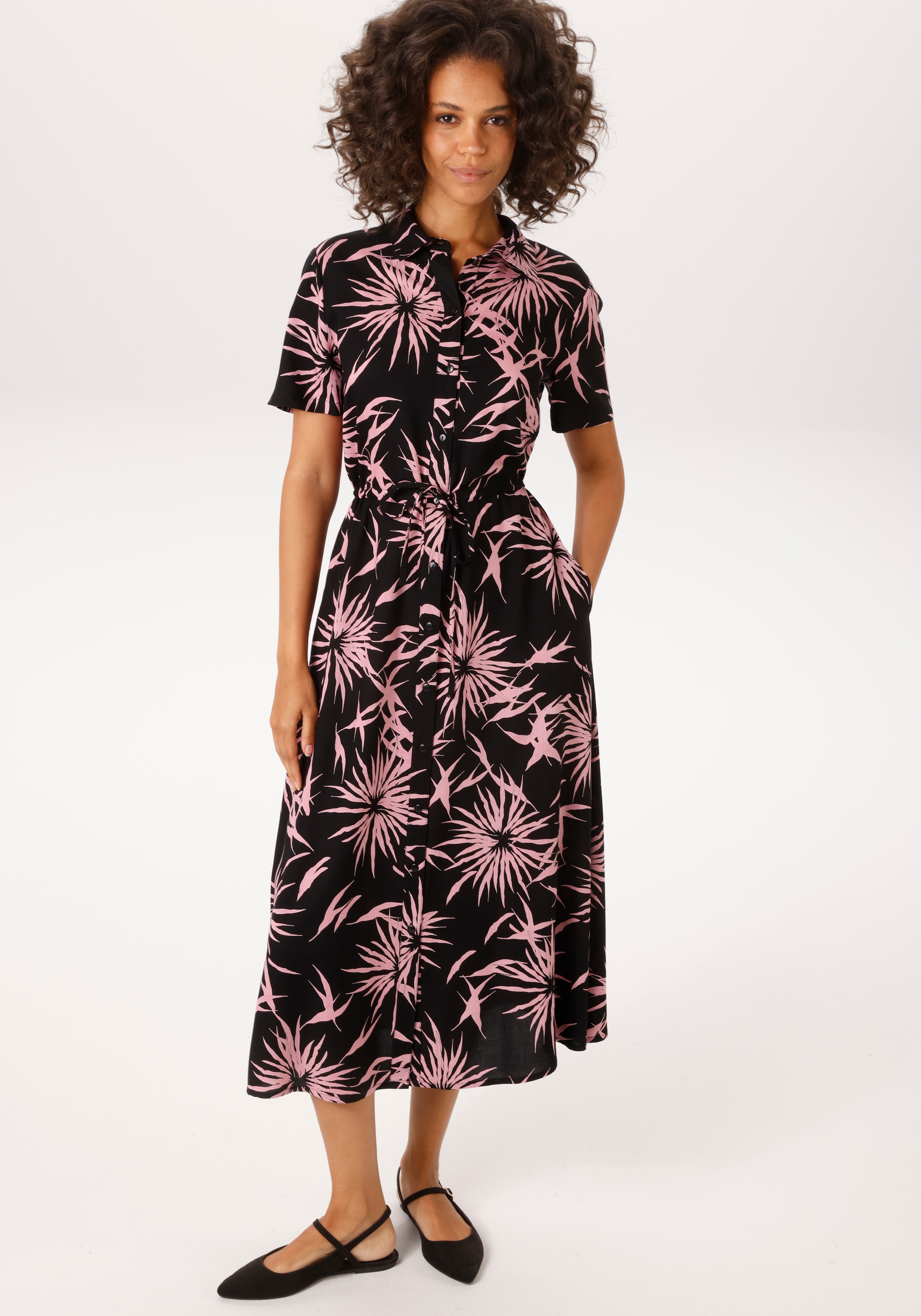 Aniston CASUAL Sommerkleid Eingrifftaschen mit grafischen Blumendruck - jed günstig online kaufen