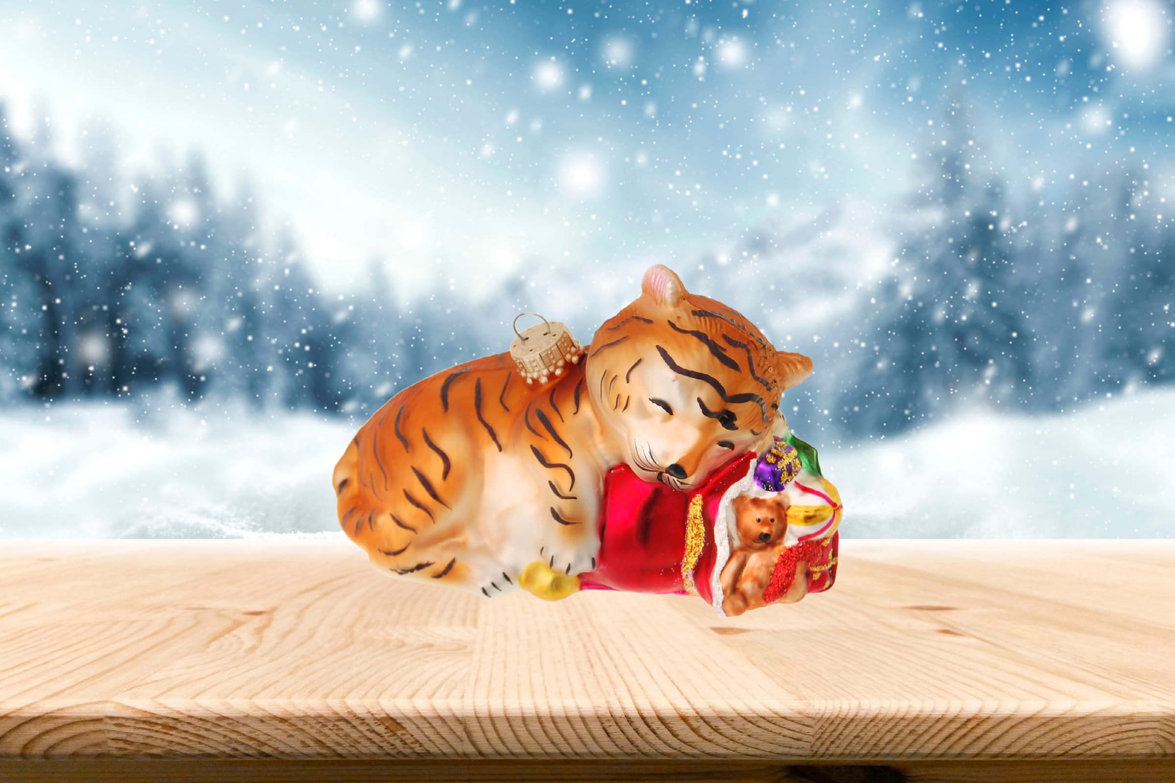 Krebs Glas Lauscha Christbaumschmuck »Glasornament Babytiger, mundgeblasen, handbemalt«, (1 tlg.), Weihnachtsdeko, Christbaumkugeln aus Glas, Weihnachtsbaumkugel