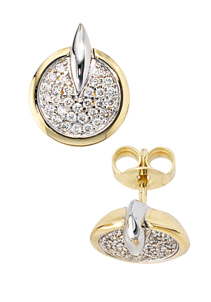 JOBO Paar Ohrstecker »Ohrringe« 585 Gold Bicolor mit 60 Diamanten