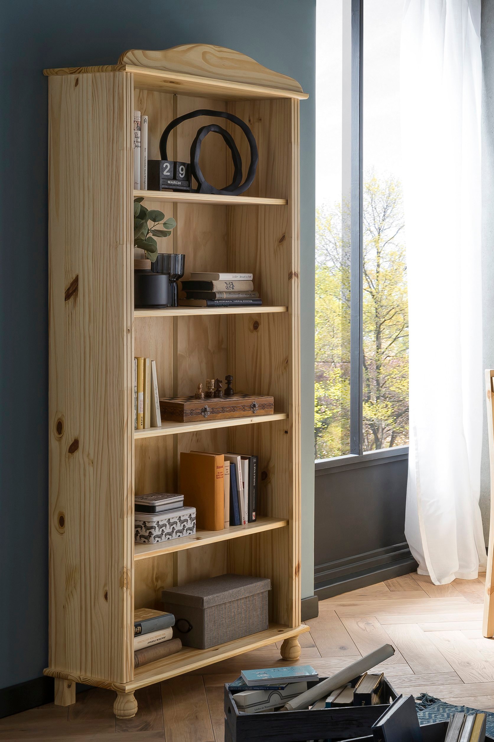 Thumbnail - Möbilia Bücherregal "Chur" mit gedrechselten Füßen