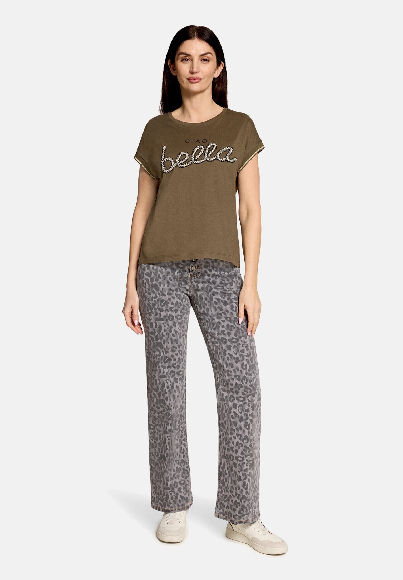 Cartoon Stretch-Jeans "Damen mit Muster"